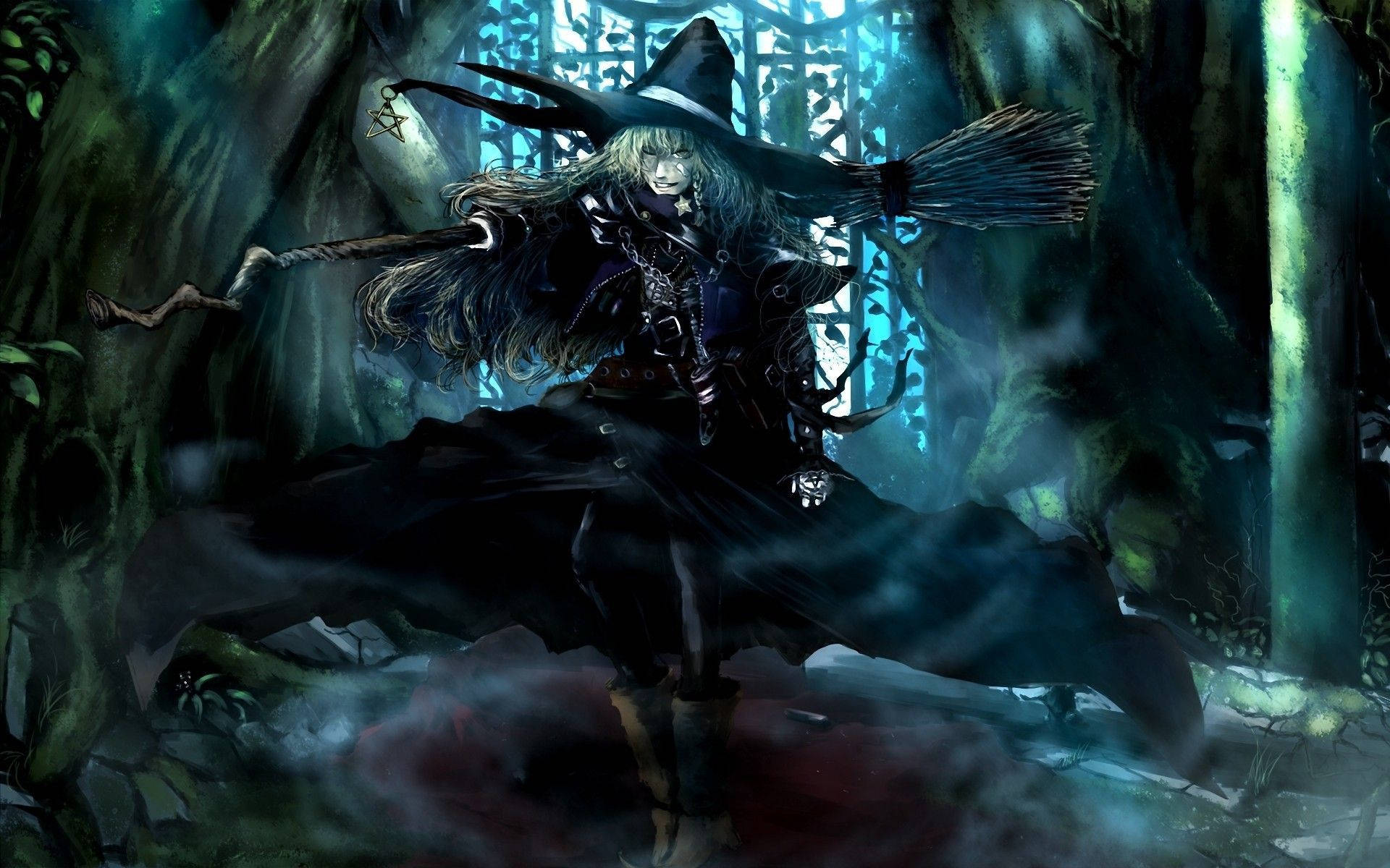 Witch Anime Black Background