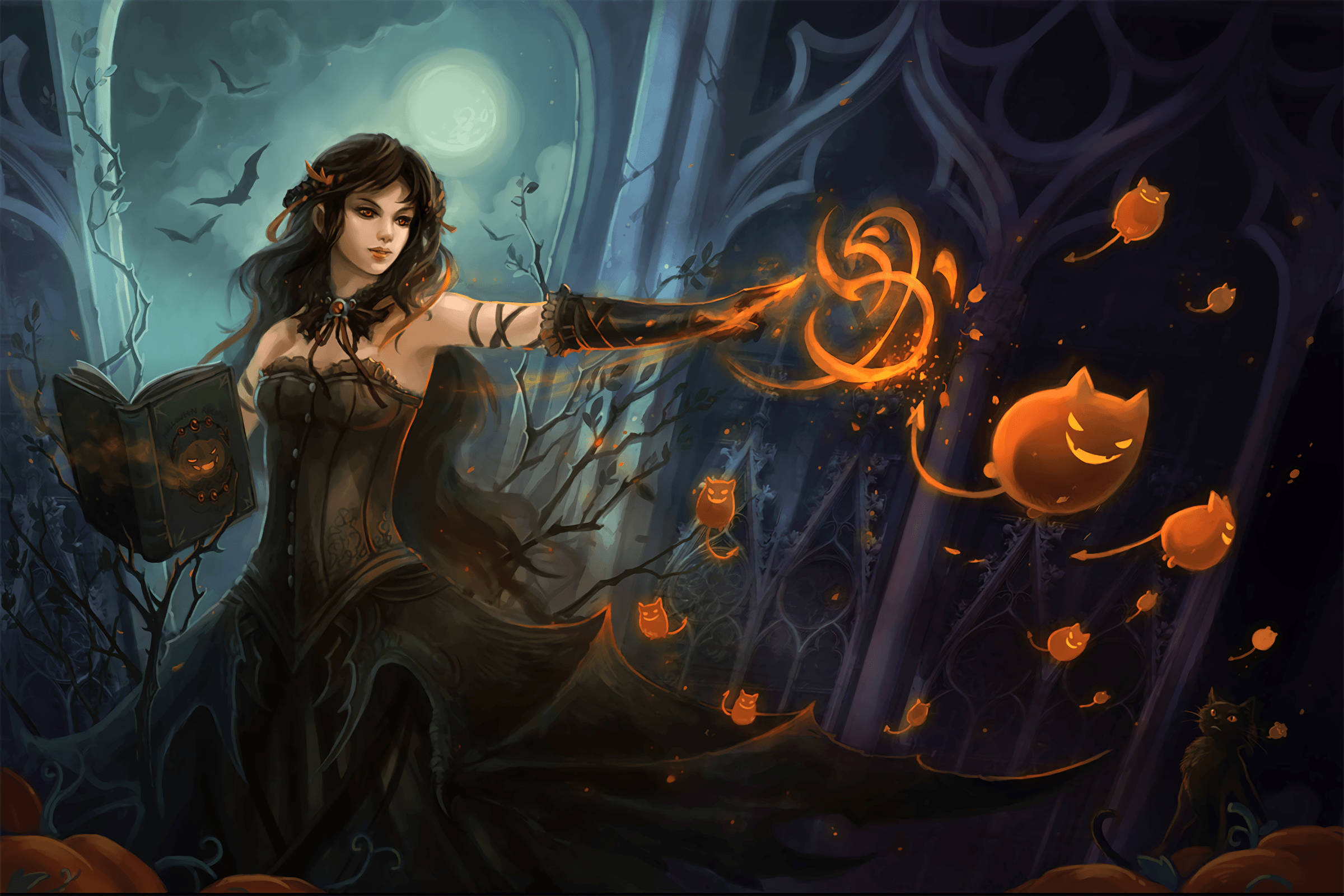 Witch Casting Spell Hd Background