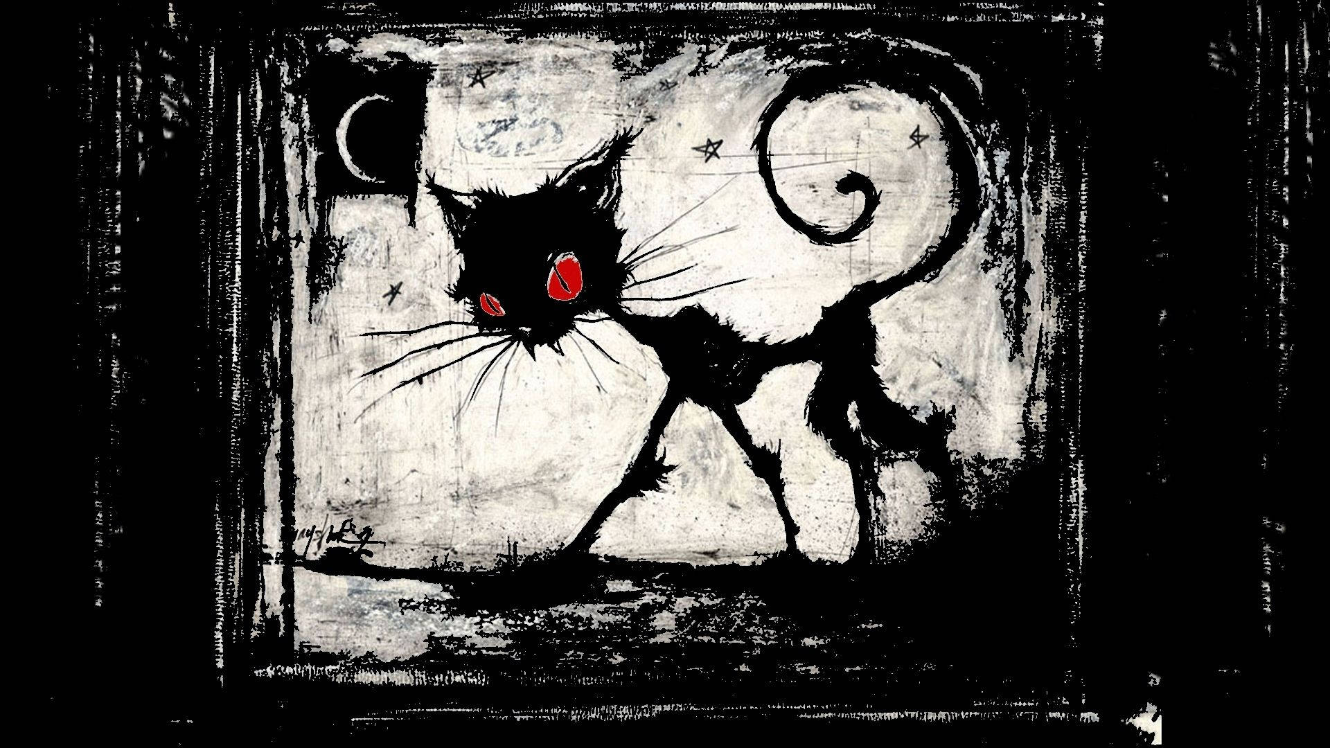 Witch Cat Hd Black And White Background