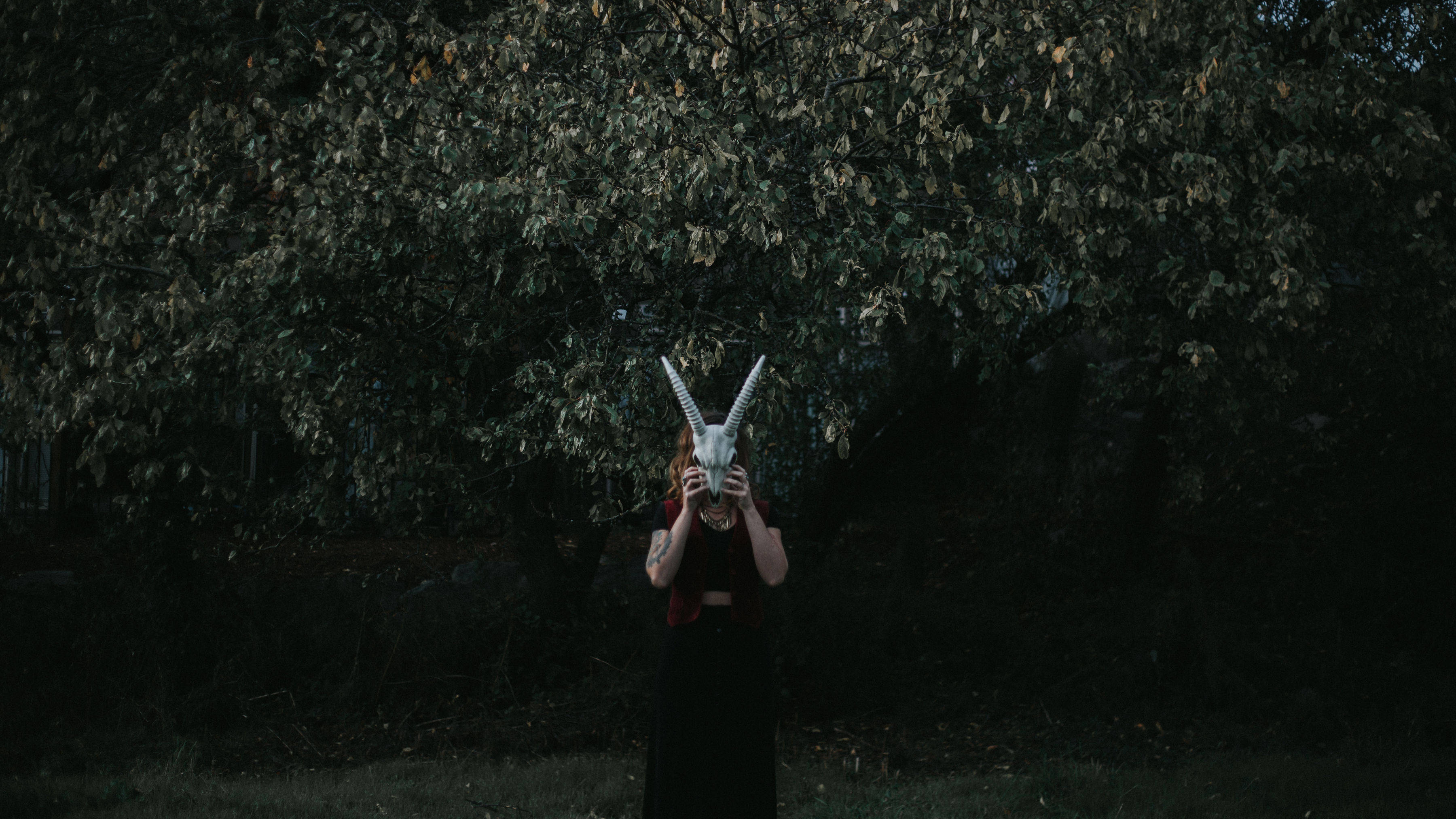 Witch With Horned Mask Background