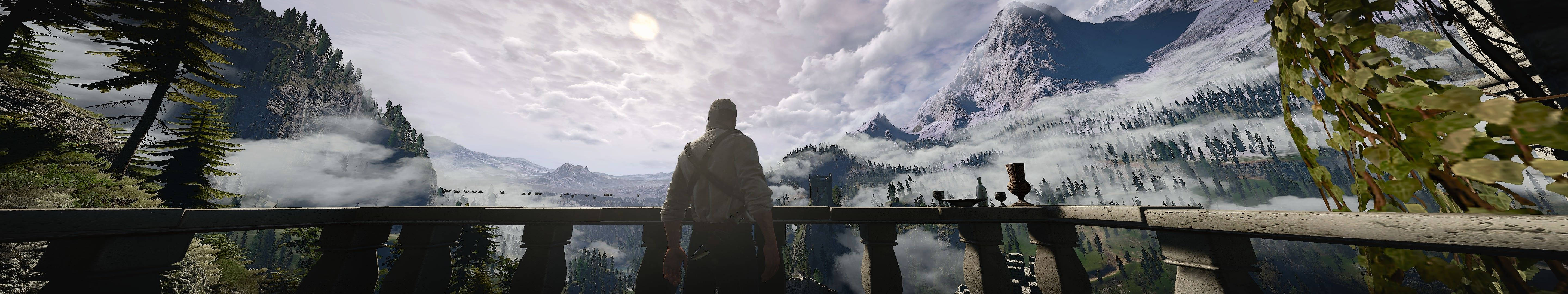 Witcher 3 Geralt Balcony View Background