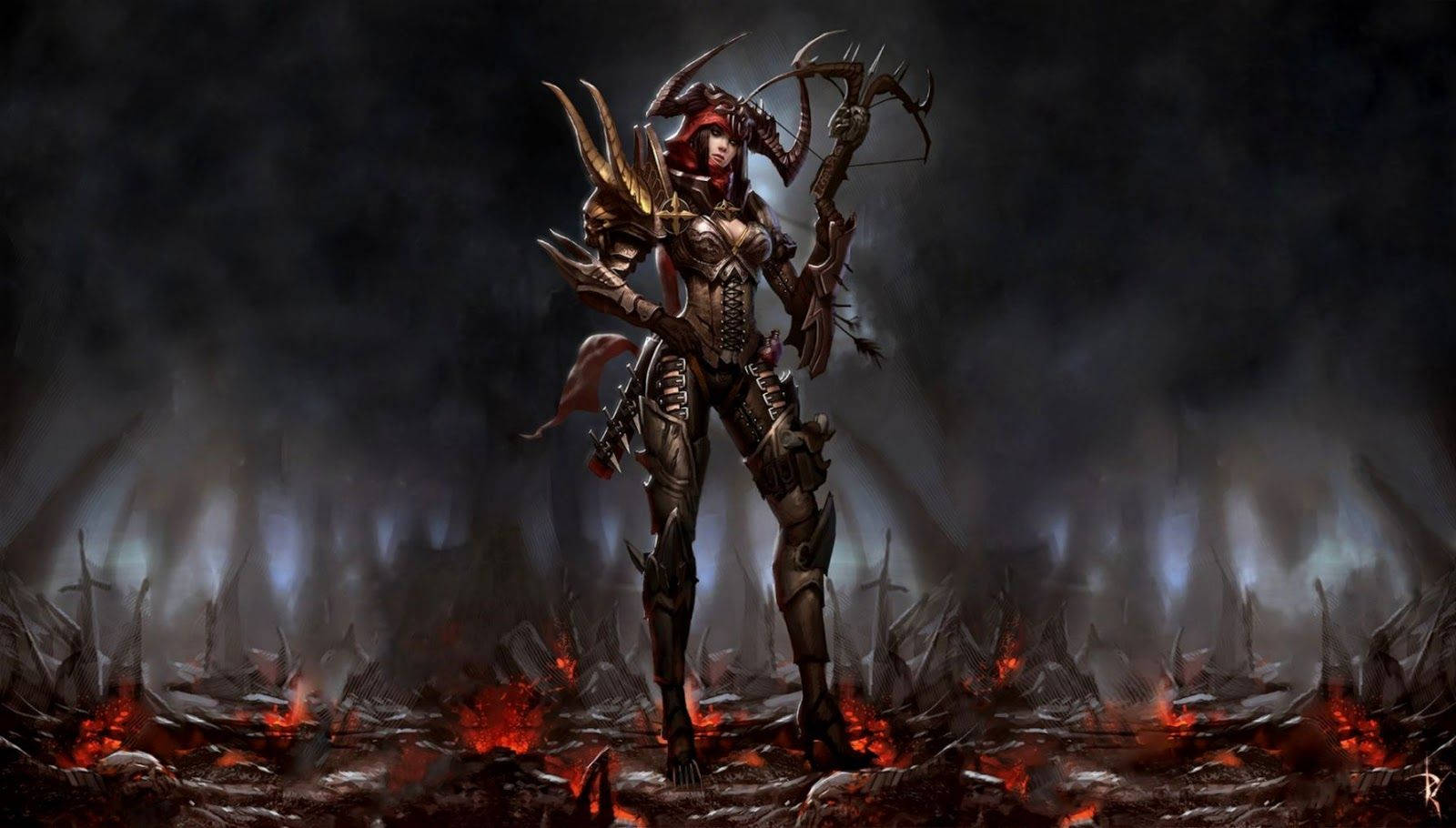 Woman Demon Slayer Diablo Background