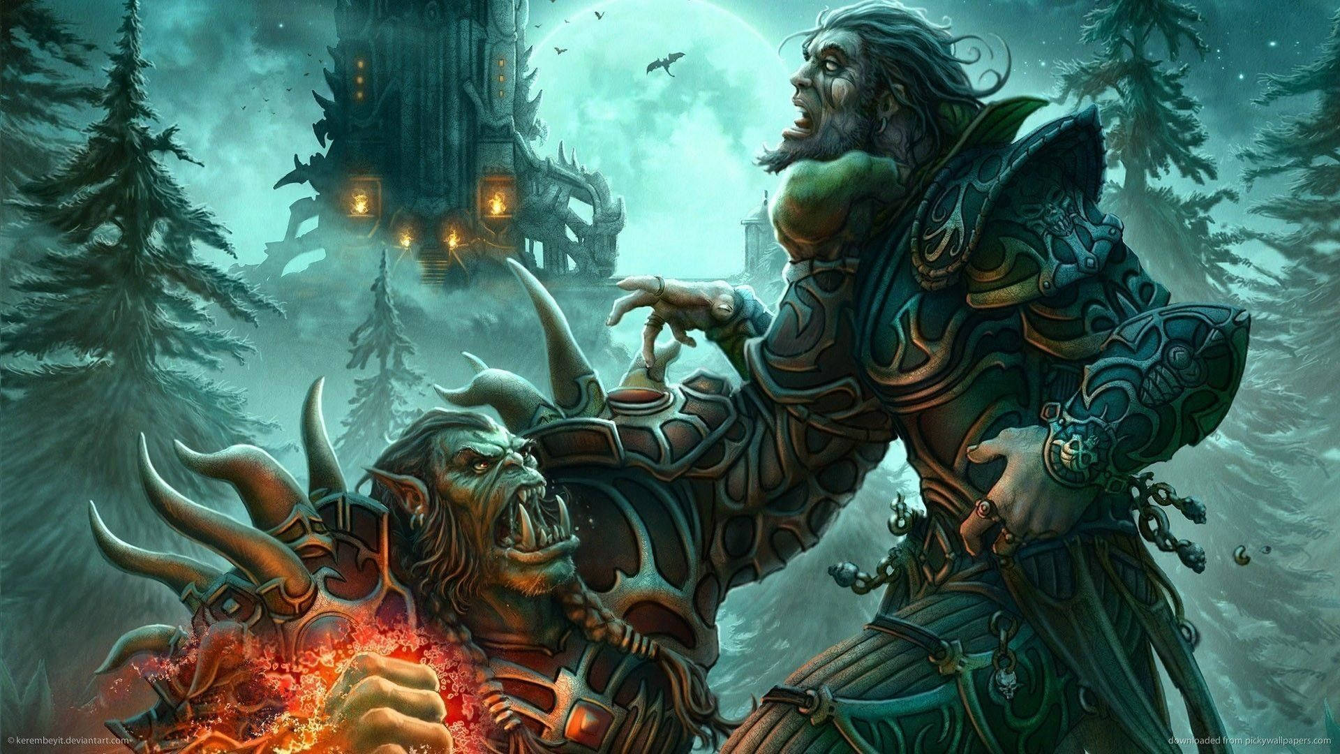 Wow Orc Choking A Person Background