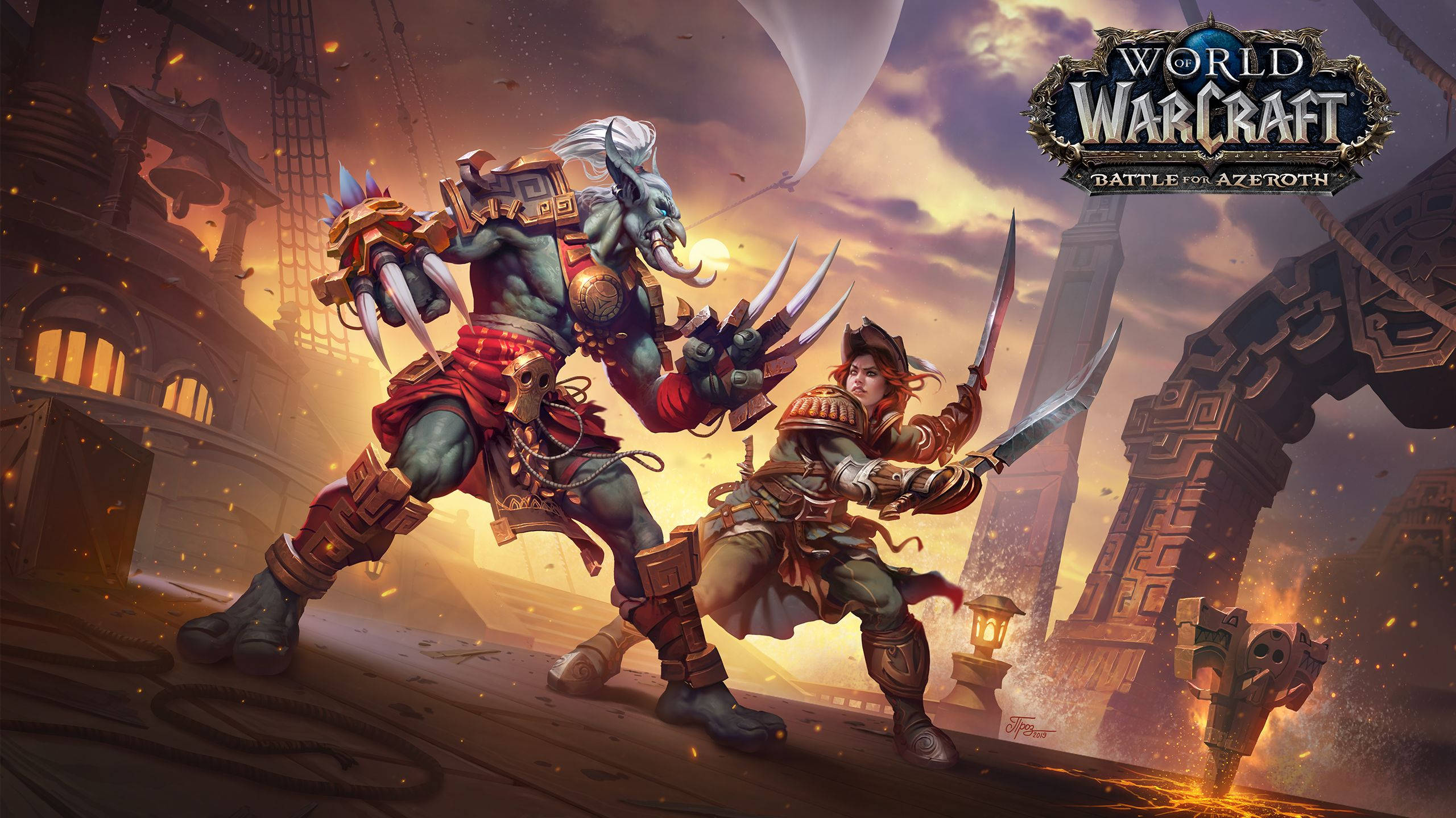 Wow Orc Fighting Pirate Warrior Background