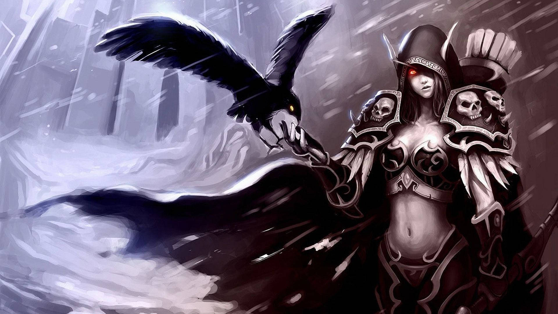 Wow Sylvanas Windrunner With Crow Background