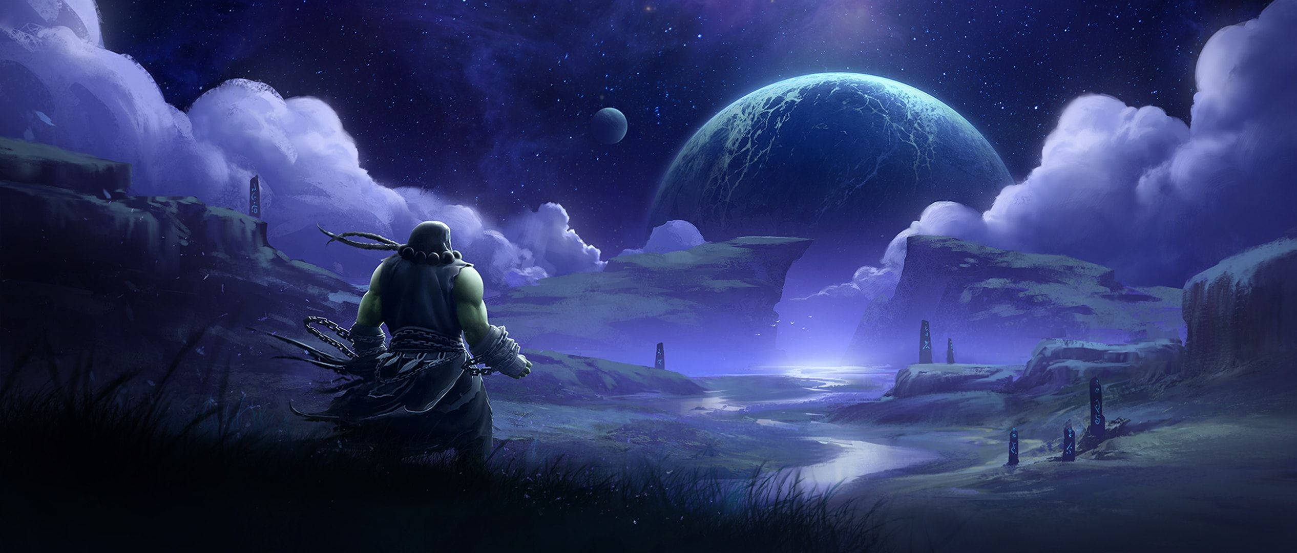 Wow Thrall Looking At Horizon Background