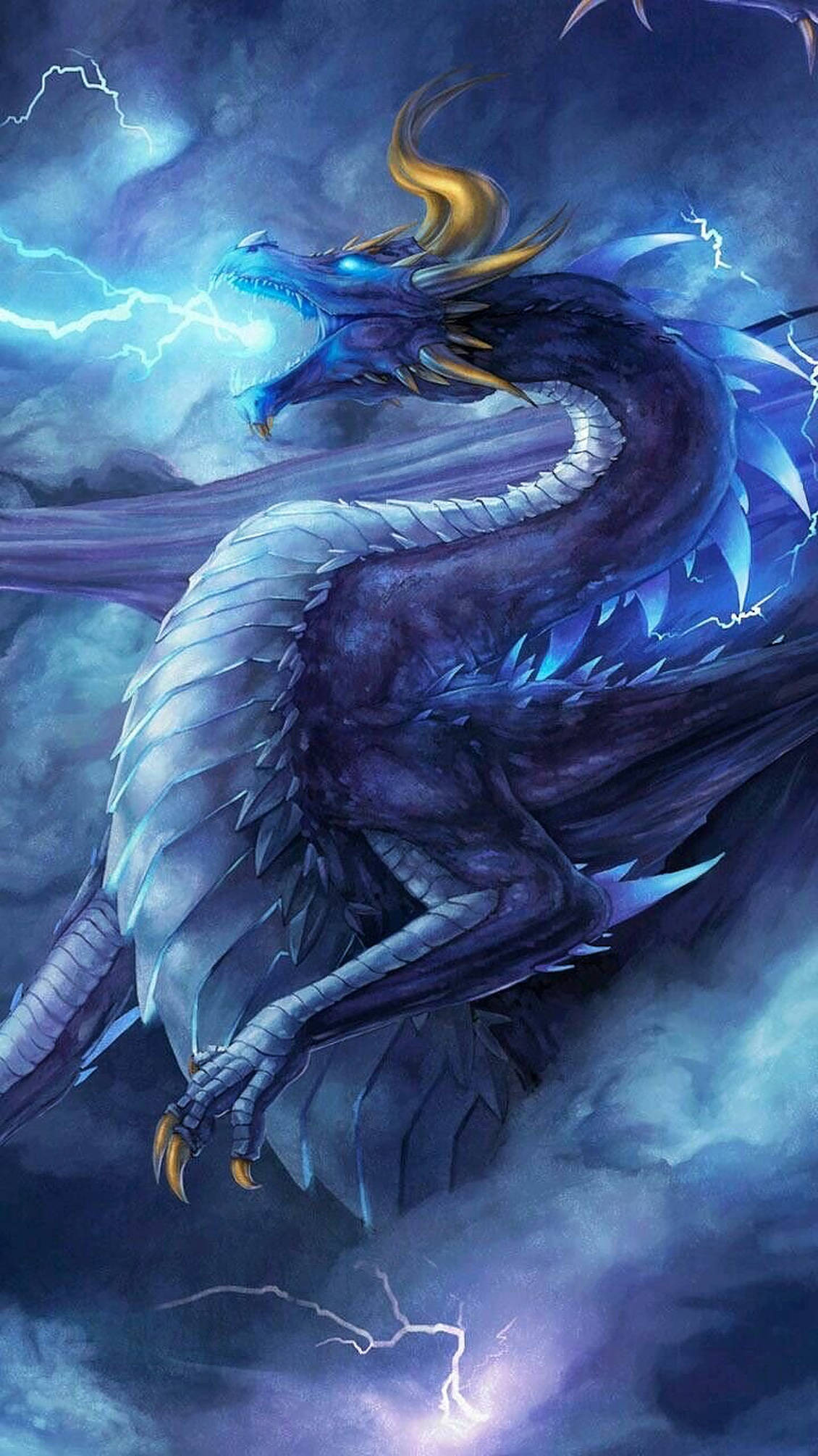 Download Blue Lightning Dragon Wallpaper | Wallpapers.com