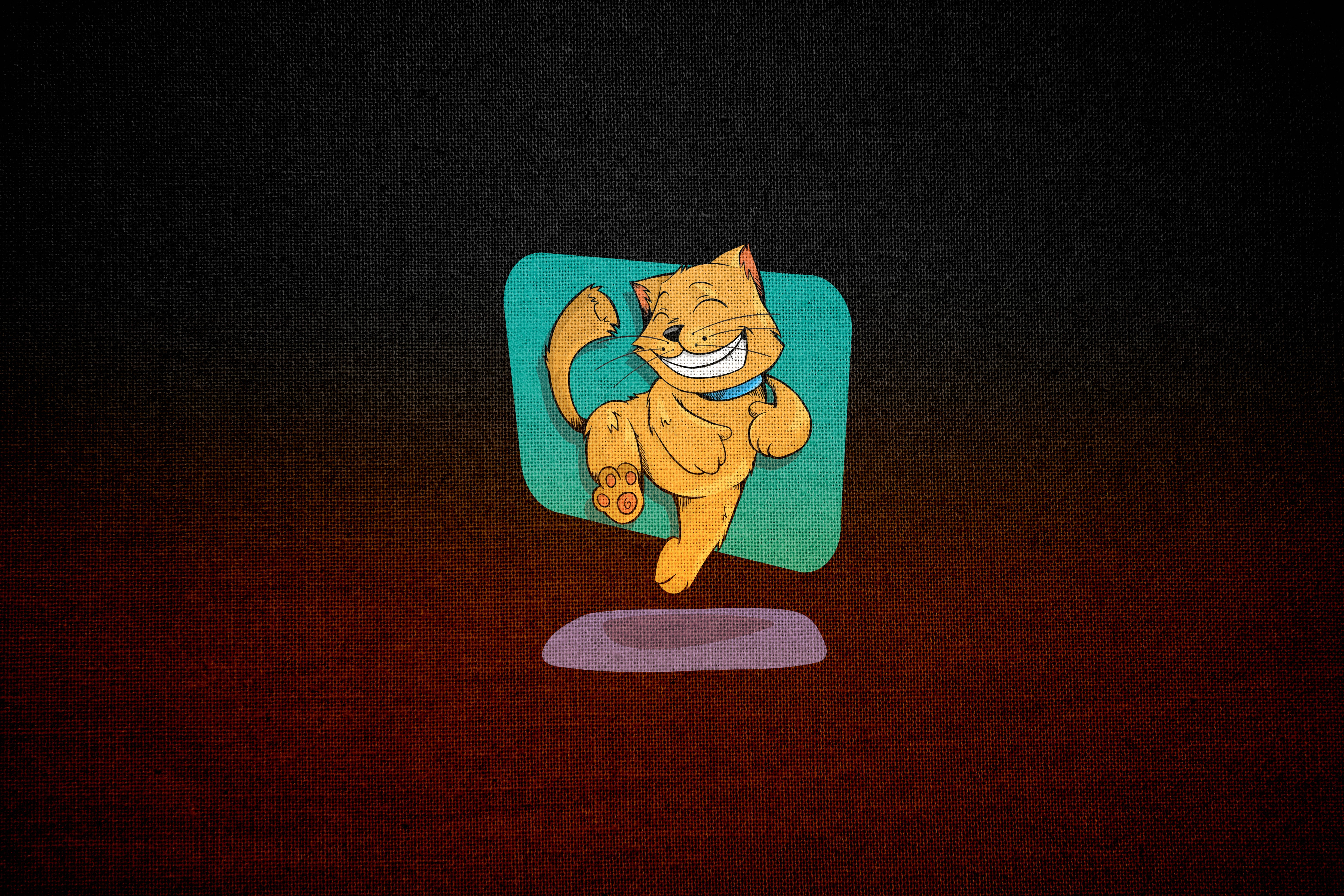 Yellow Jumping Happy Cat Background