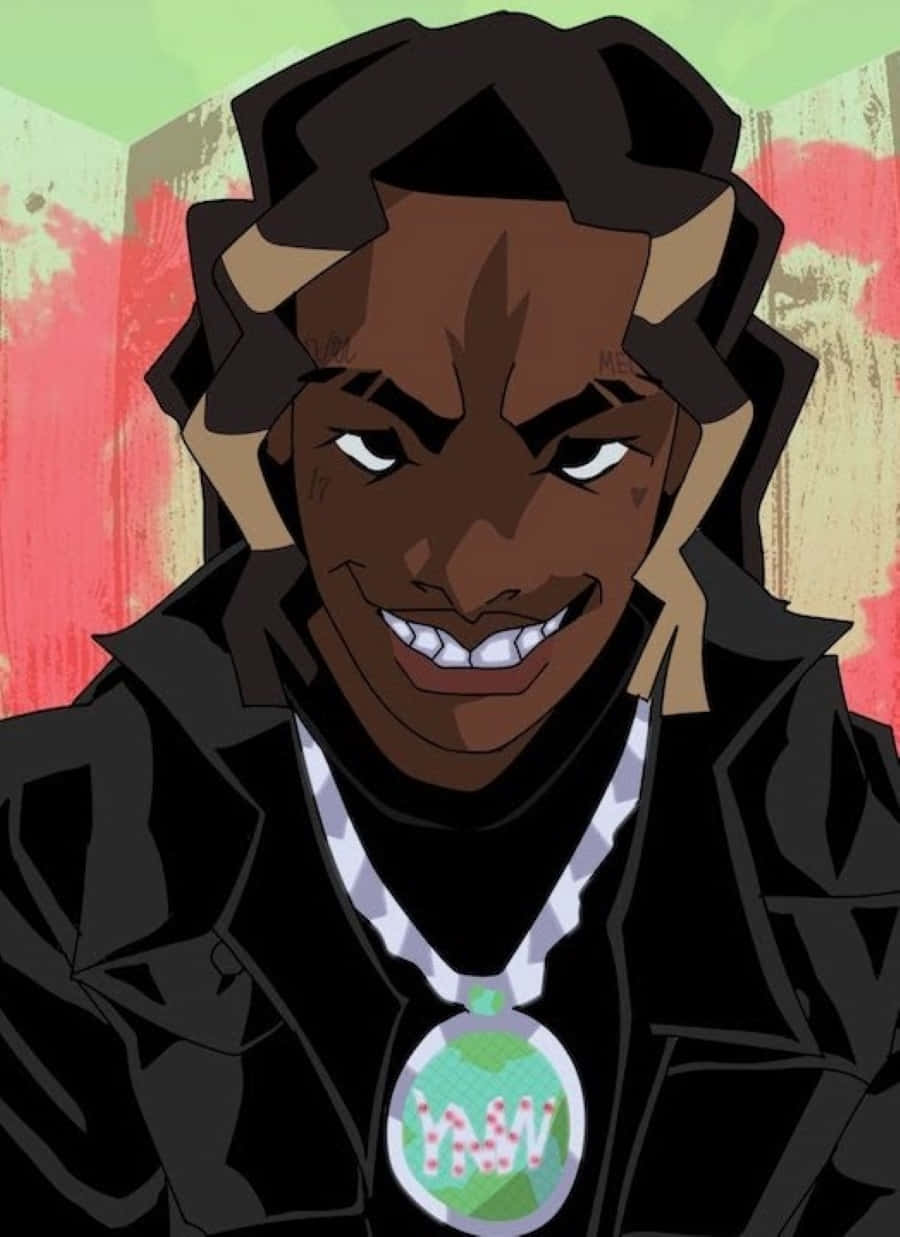 Download Ynw Melly Cartoon 900 X 1237 Wallpaper Wallpaper | Wallpapers.com