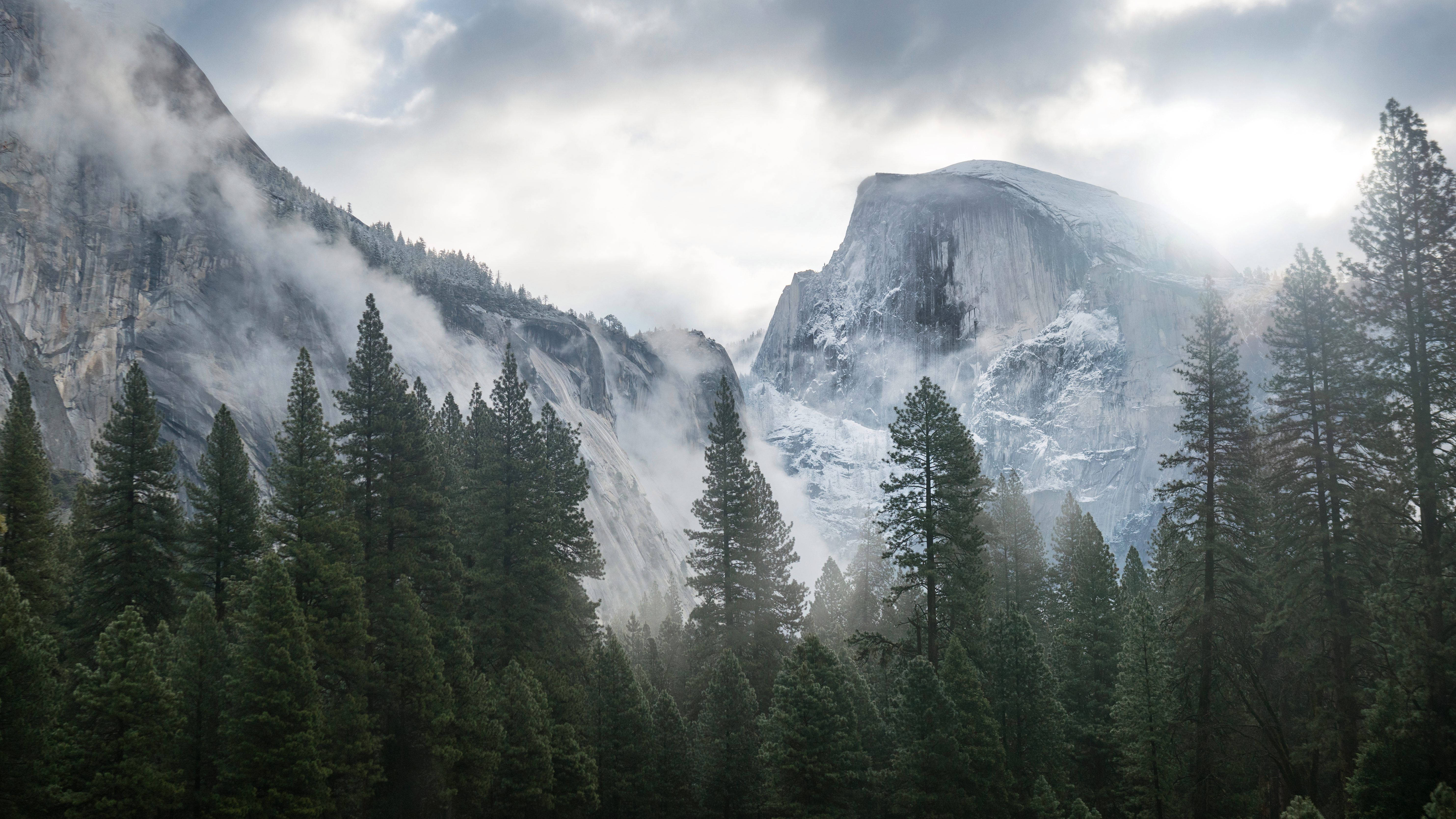 Yosemite Foggy And Snow Background