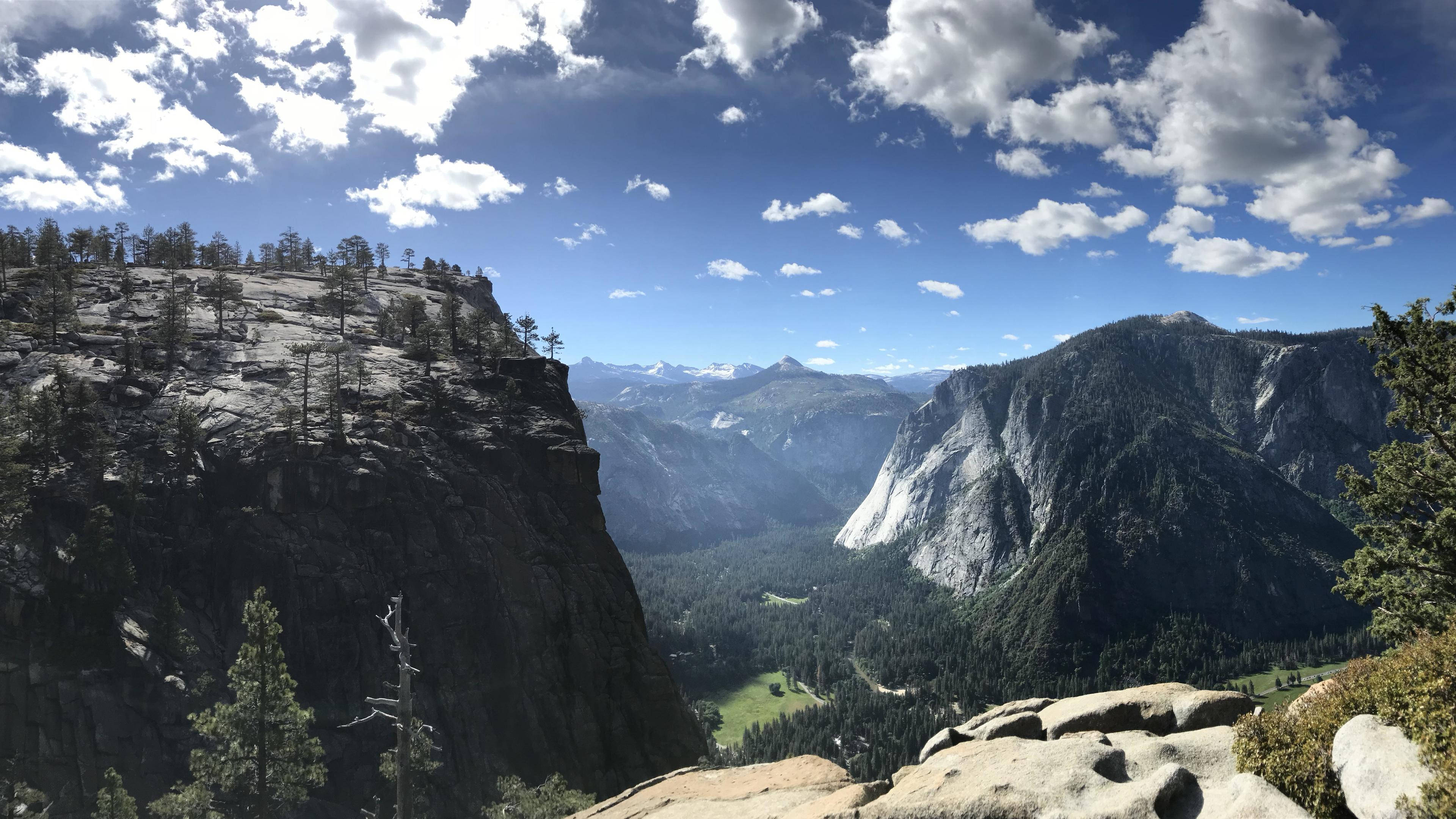 Yosemite Valley And Cloudy Sky Background