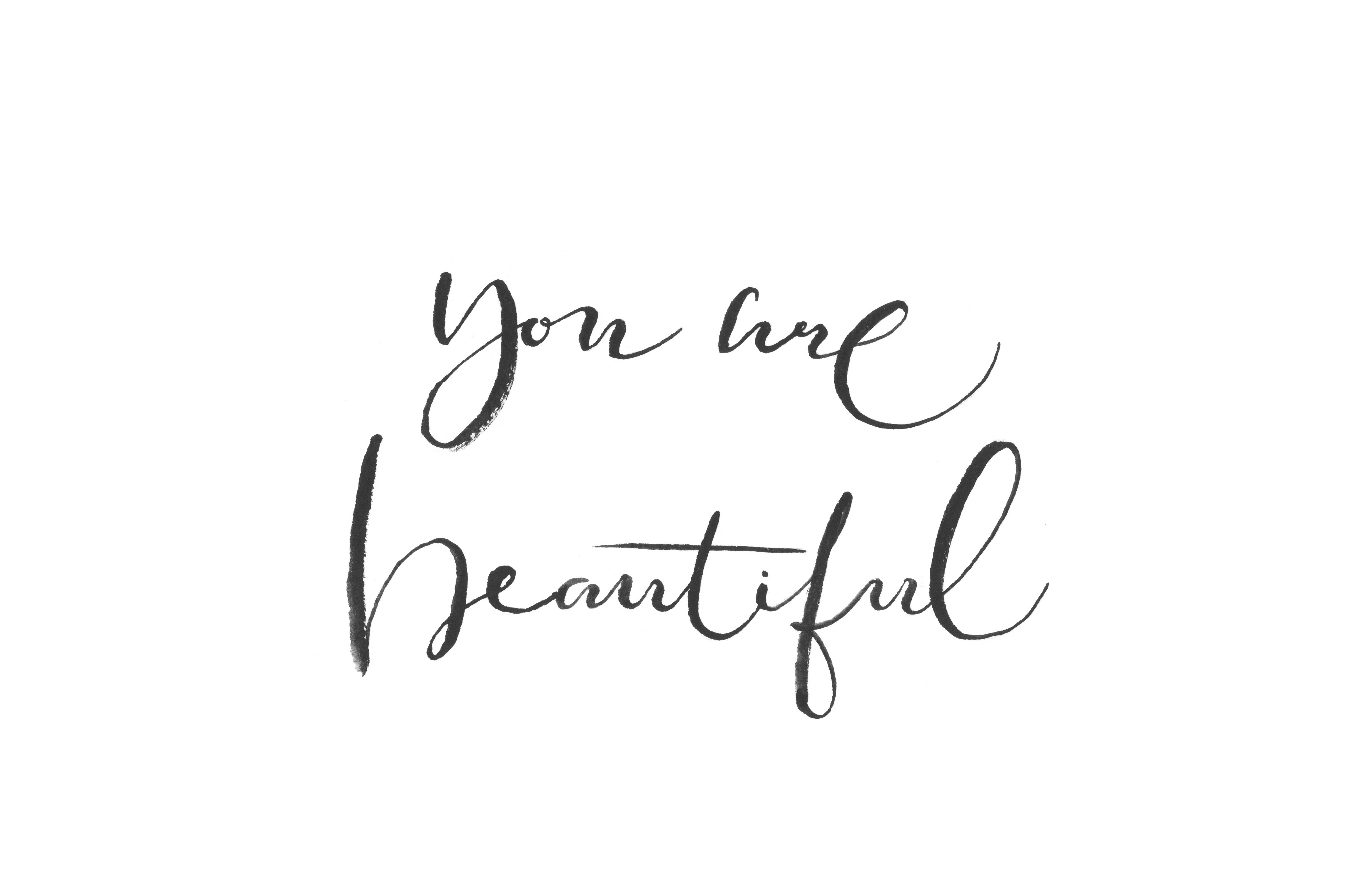 Download You Are Beautiful Cursive Quote Wallpaper | Wallpapers.com