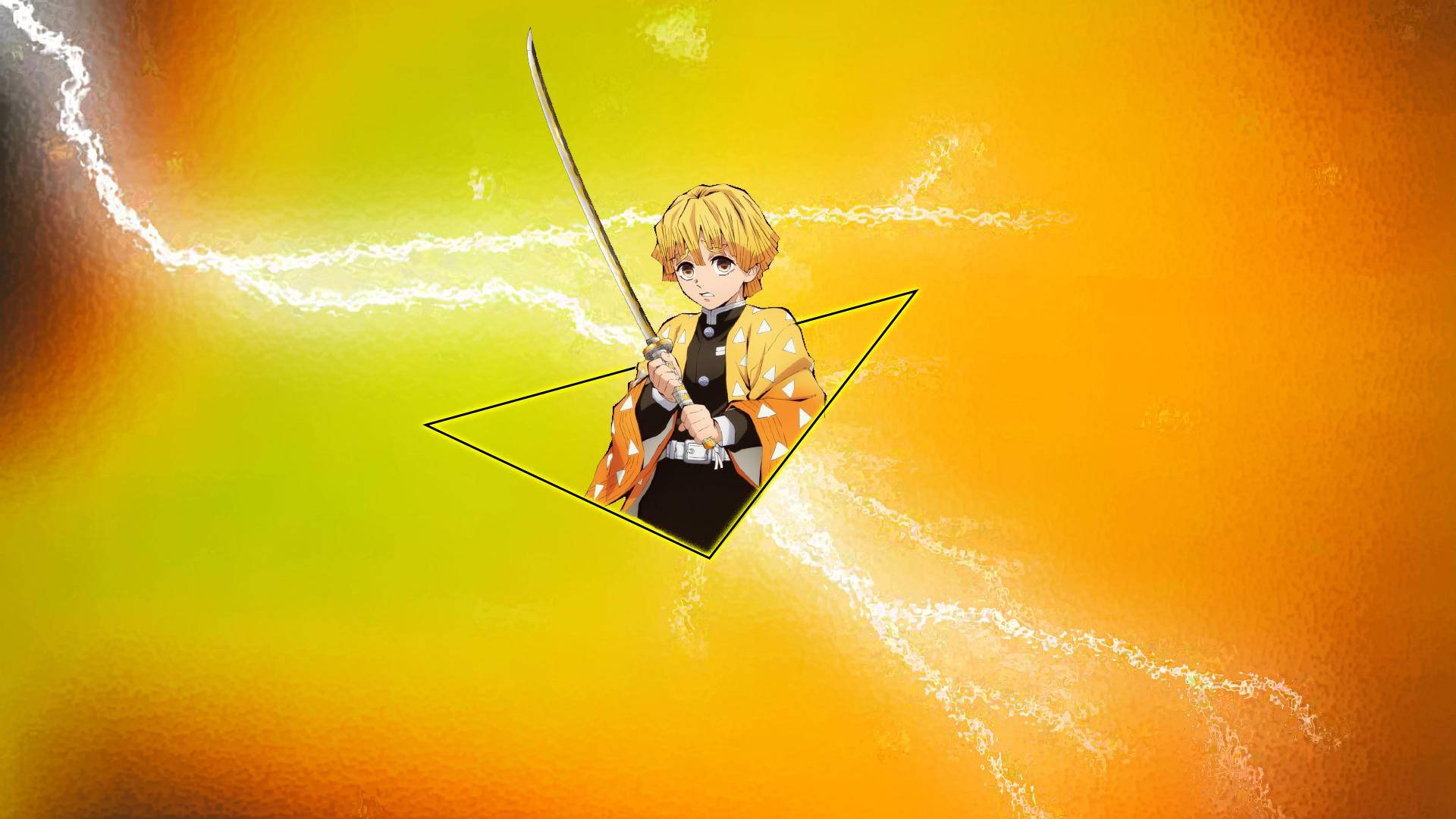 Zenitsu Lightning Orange Art Background