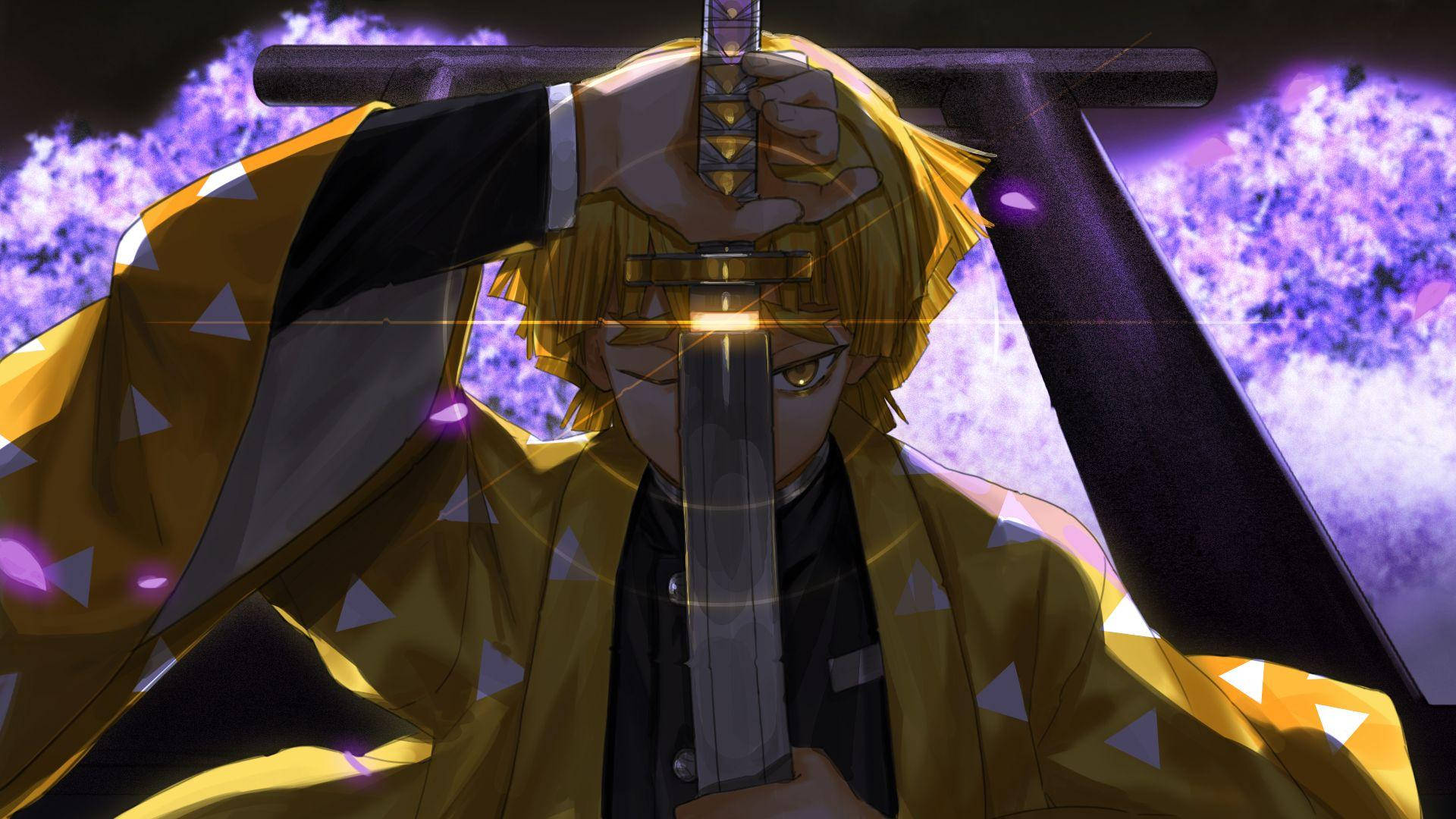 Zenitsu Unsheathing His Blade Background
