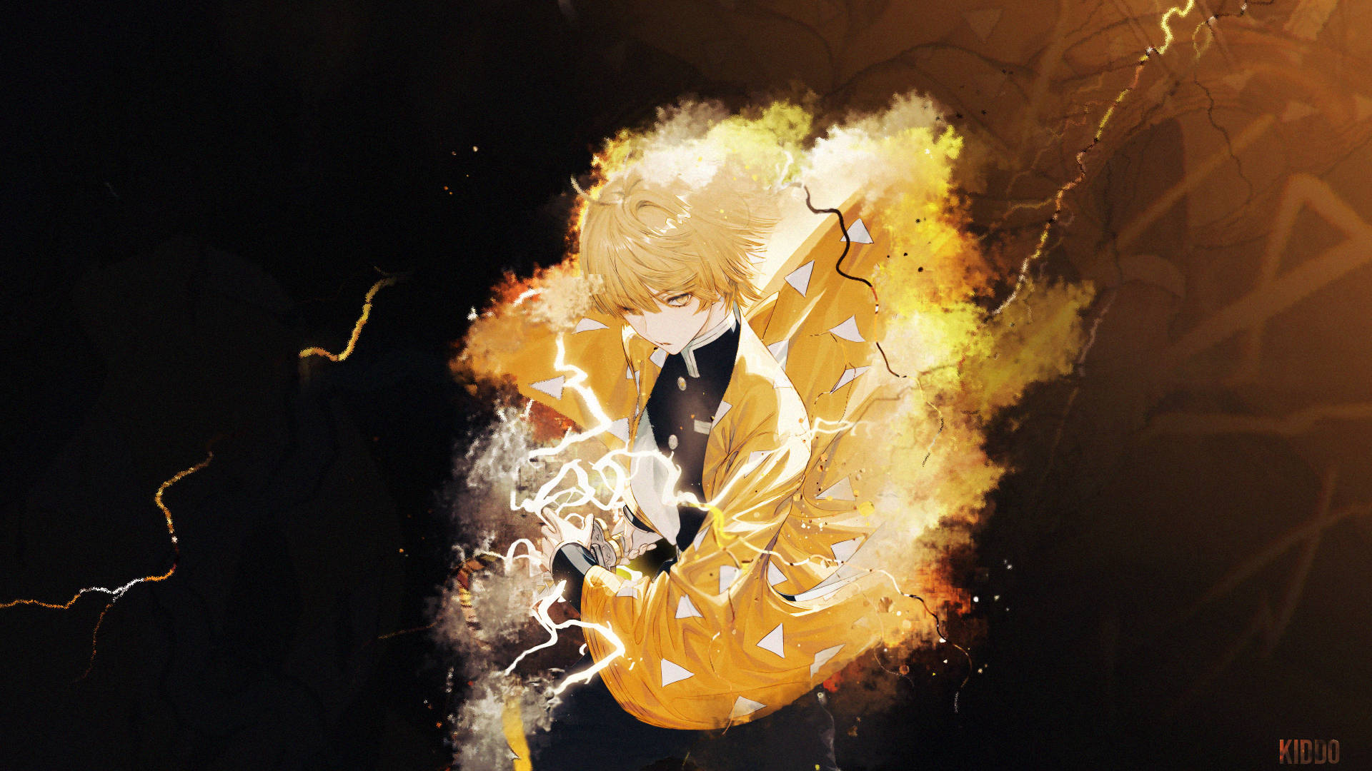 Zenitsu Yellow And Black Digital Art Background