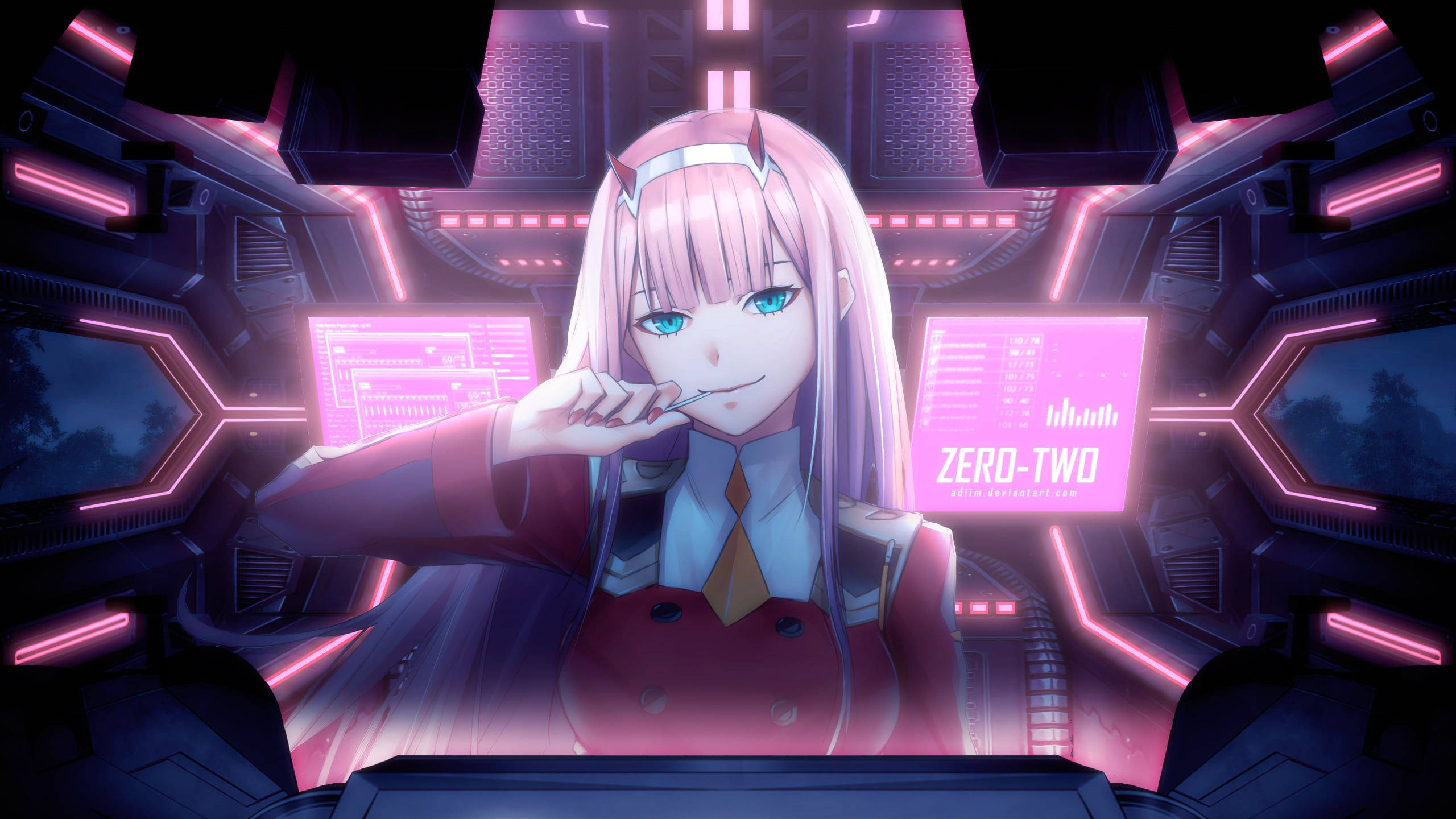 Zero Two From Darling In The Franxx Background