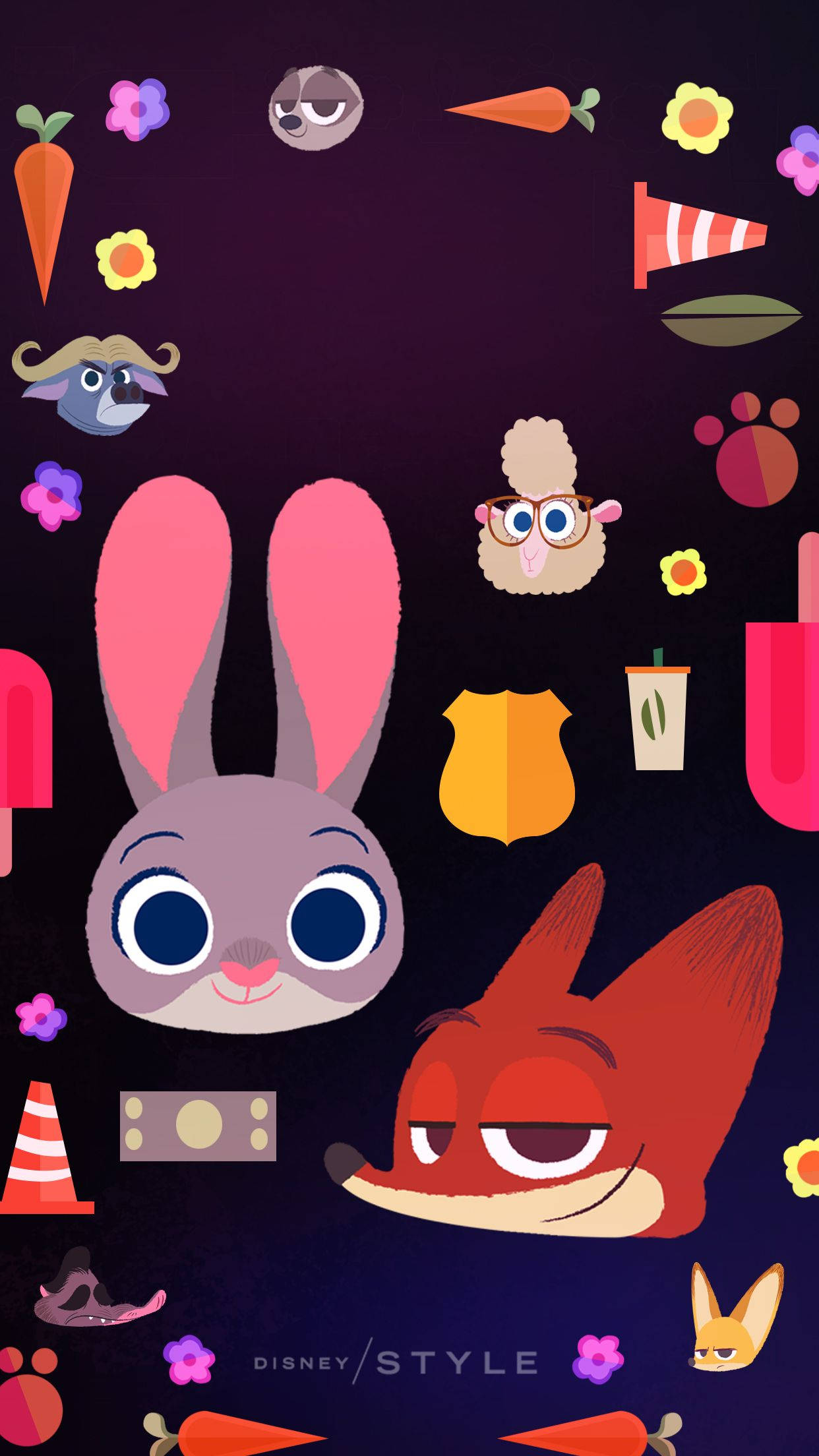 Zootopia Theme Animal Collage Phone Background