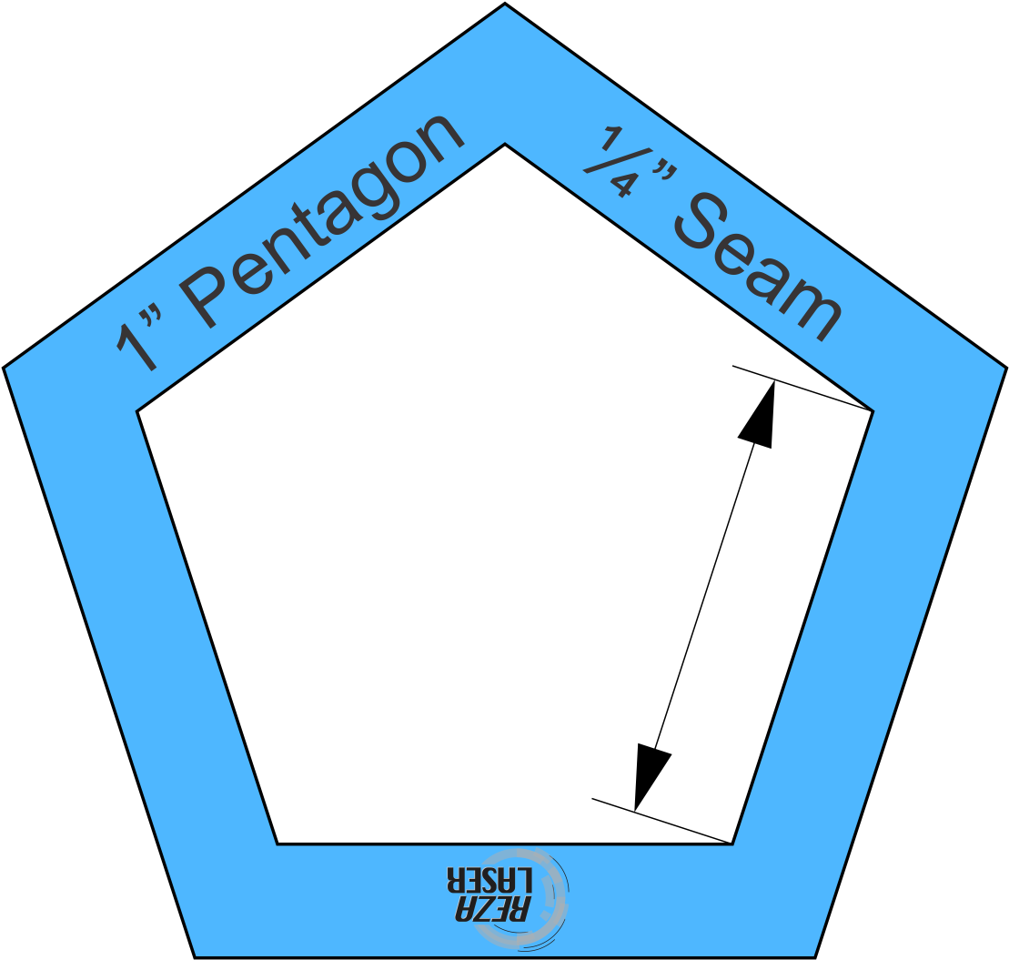 1 Inch Pentagon Template PNG