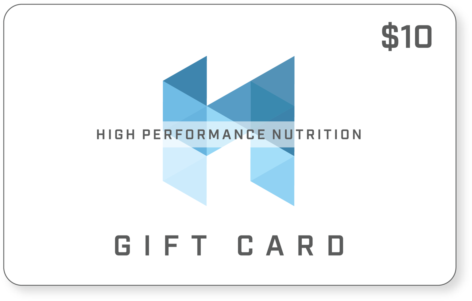 10 Dollar High Performance Nutrition Gift Card PNG