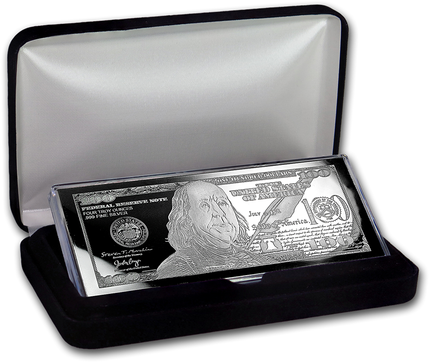 100 Dollar Bill Silver Collectible PNG