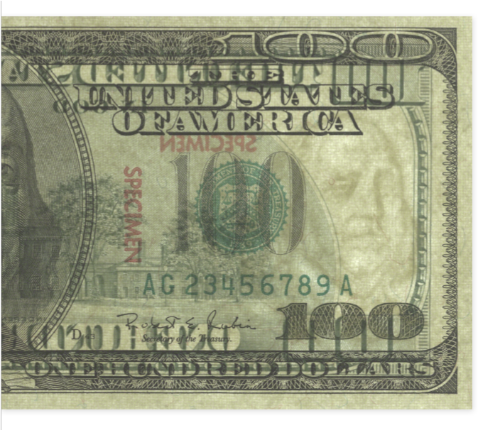 100 Dollar Bill Specimen PNG