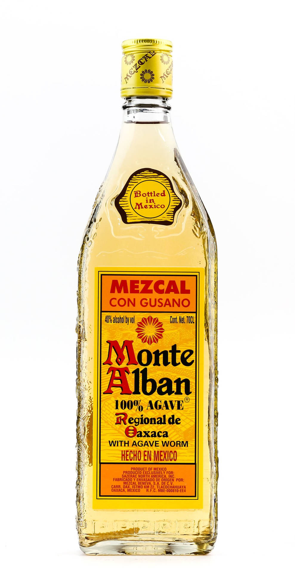 Botellade Mezcal Tequila Monte Alban De 100 Por Ciento Agave Fondo de pantalla