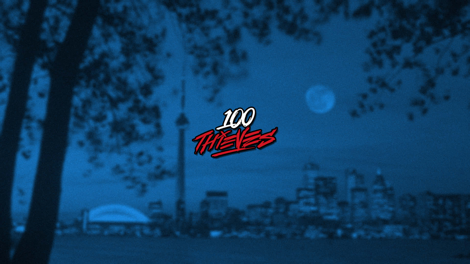100 Thieves With A Cityscape Background Wallpaper