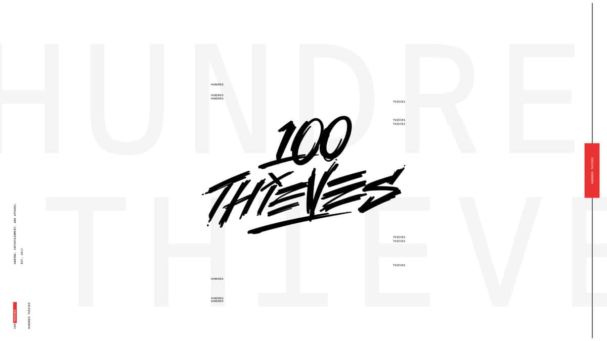 100 Thieves Logo With A Text Shadow Wallpaper