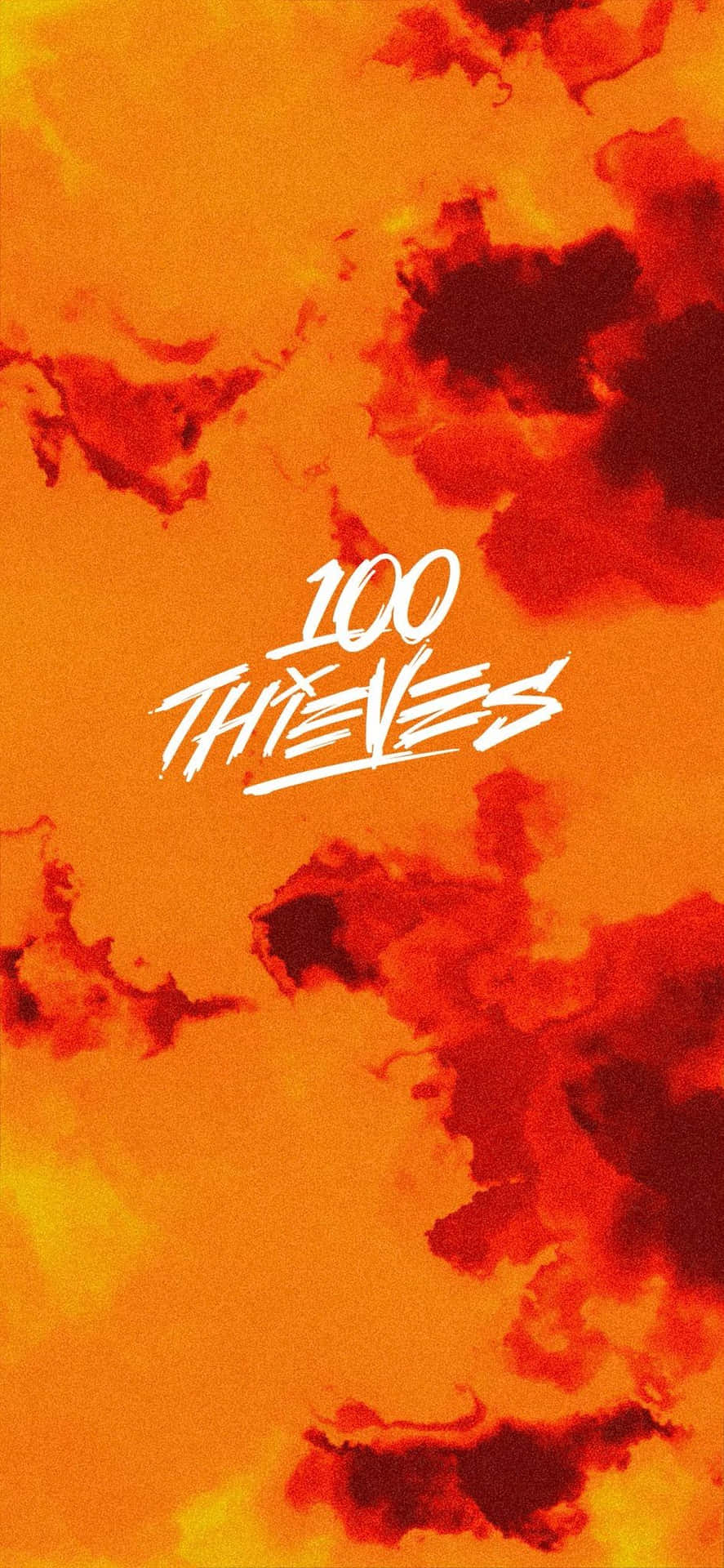 100 Thieves Logo On An Orange Background Wallpaper