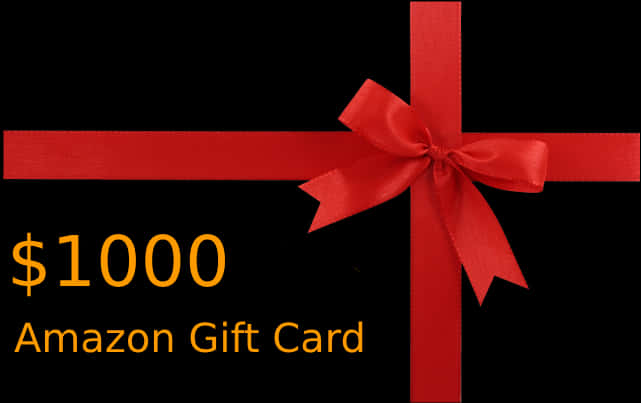 1000 Dollar Amazon Gift Cardwith Red Ribbon PNG