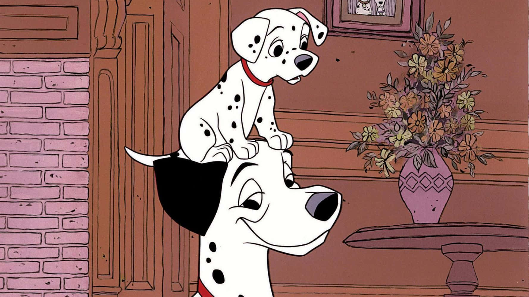 A Cartoon Dog And A Dalmatian Sit On Top Of Each Other
