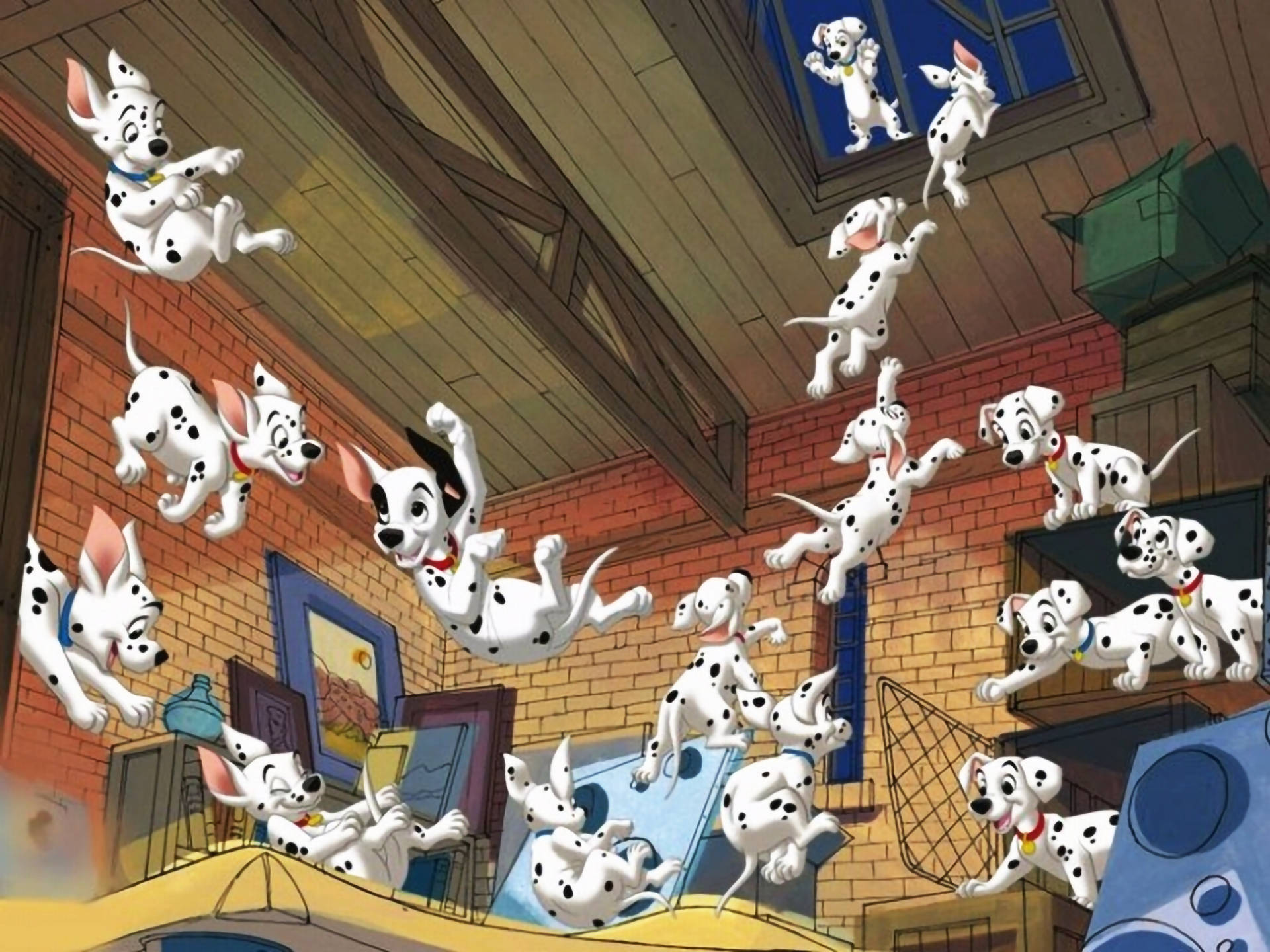 101 Dalmatians Puppies Playing Wallpaper