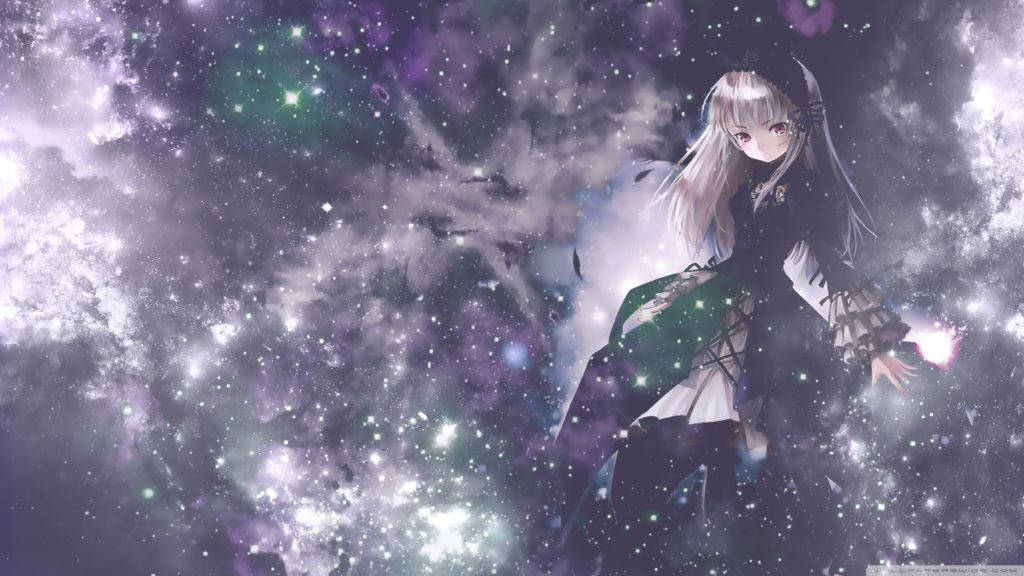 1024x576 Purple Anime Galaxy Wallpaper