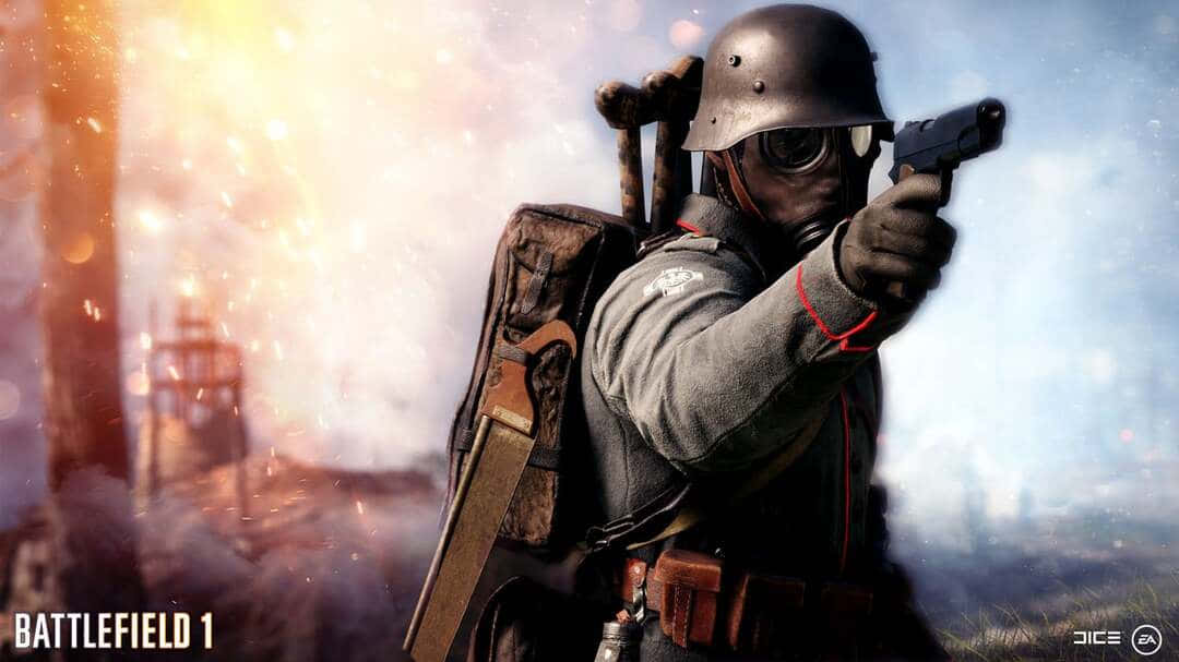 1080p Battlefield 1 Clyde With Gas Mask Background