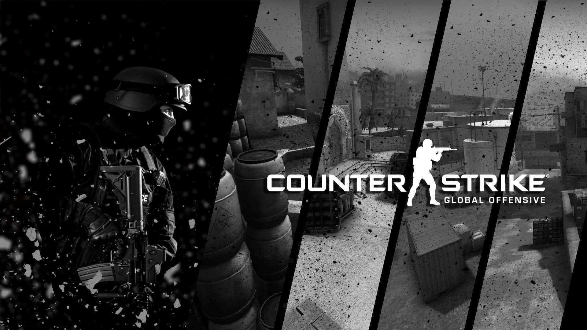 Ilustraciónde Fondo De Counter Strike Global Offensive En Blanco Y Negro En 1080p