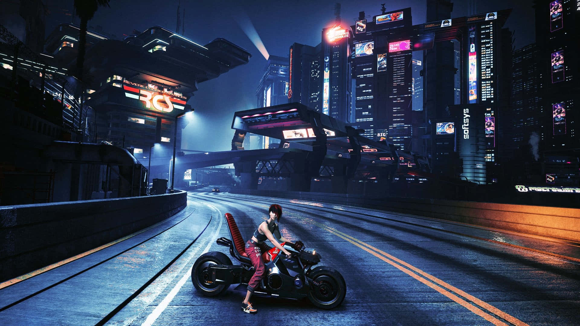 Explore the stunning visuals of the cyberpunk world with 1080p Cyberpunk 2077.