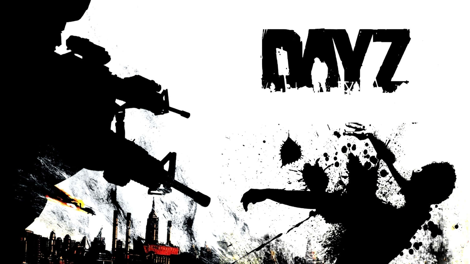 1080pdayz Hintergrund Schwarzes Farb-silhouetten-poster, Das Zombies Erschießt.