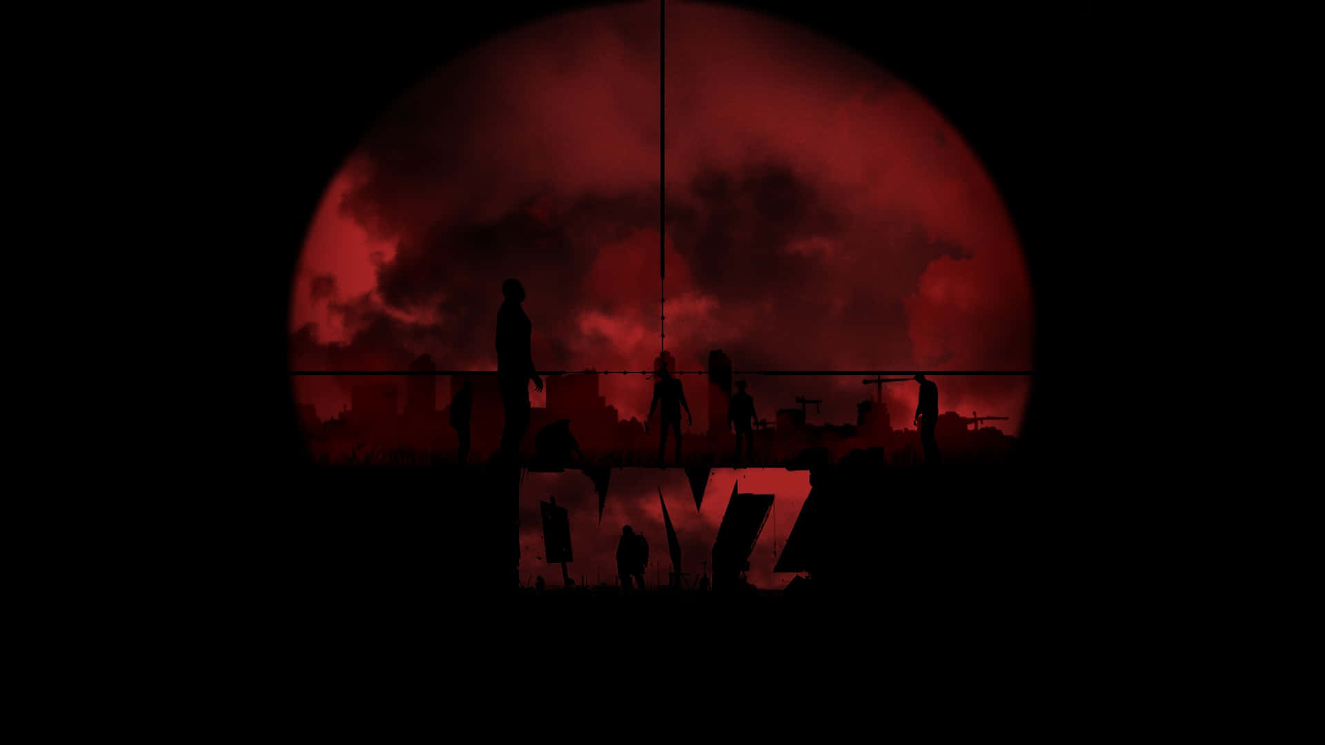 1080p Dayz Baggrund Med Et Rødt Scope, Sigte Zombies
