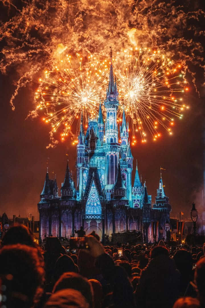 Schlossmit Feuerwerkskörpern 1080p Disney Hintergrund