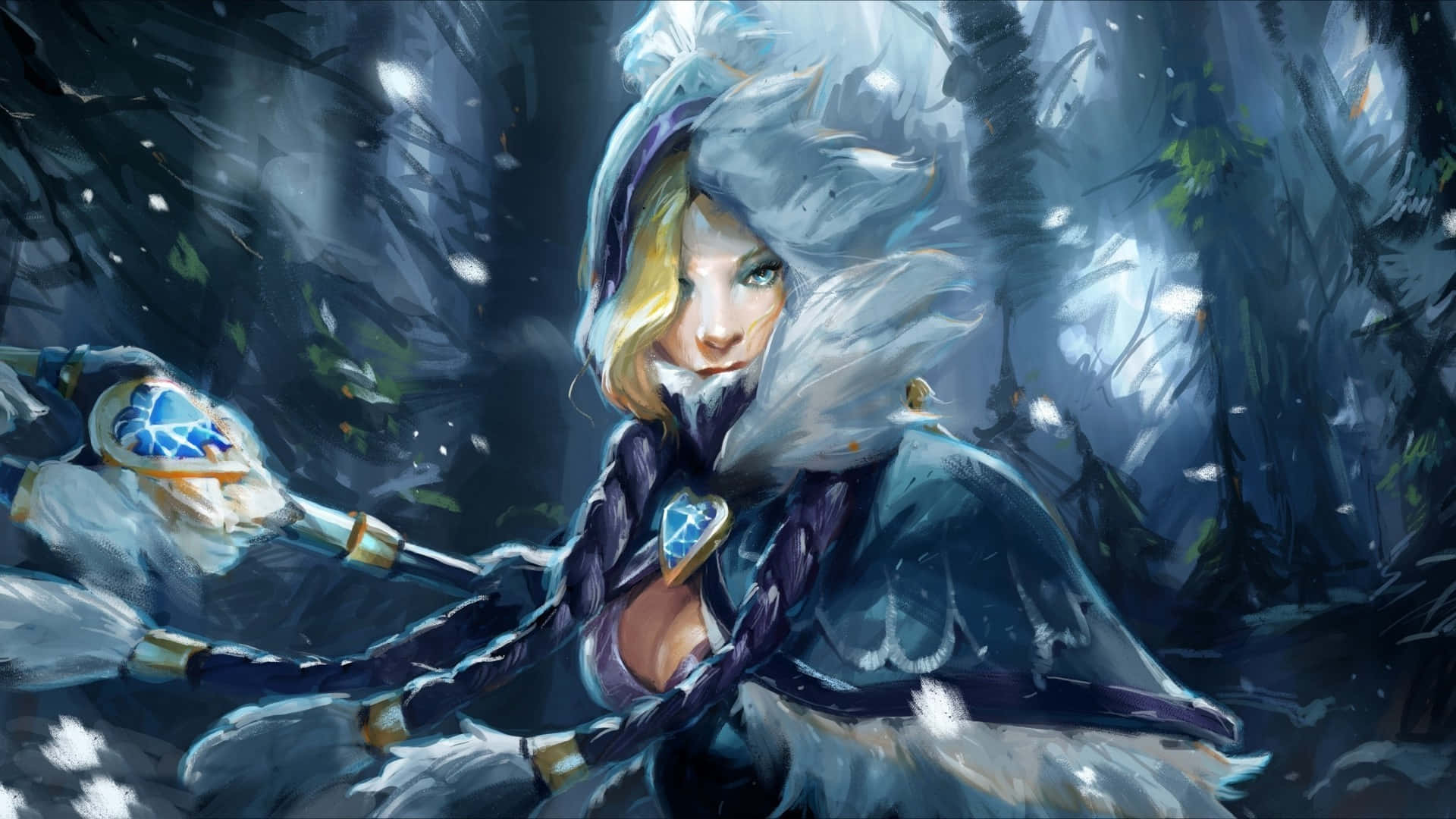 1080p Dota 2 Snowdrop Crystal Maiden Background