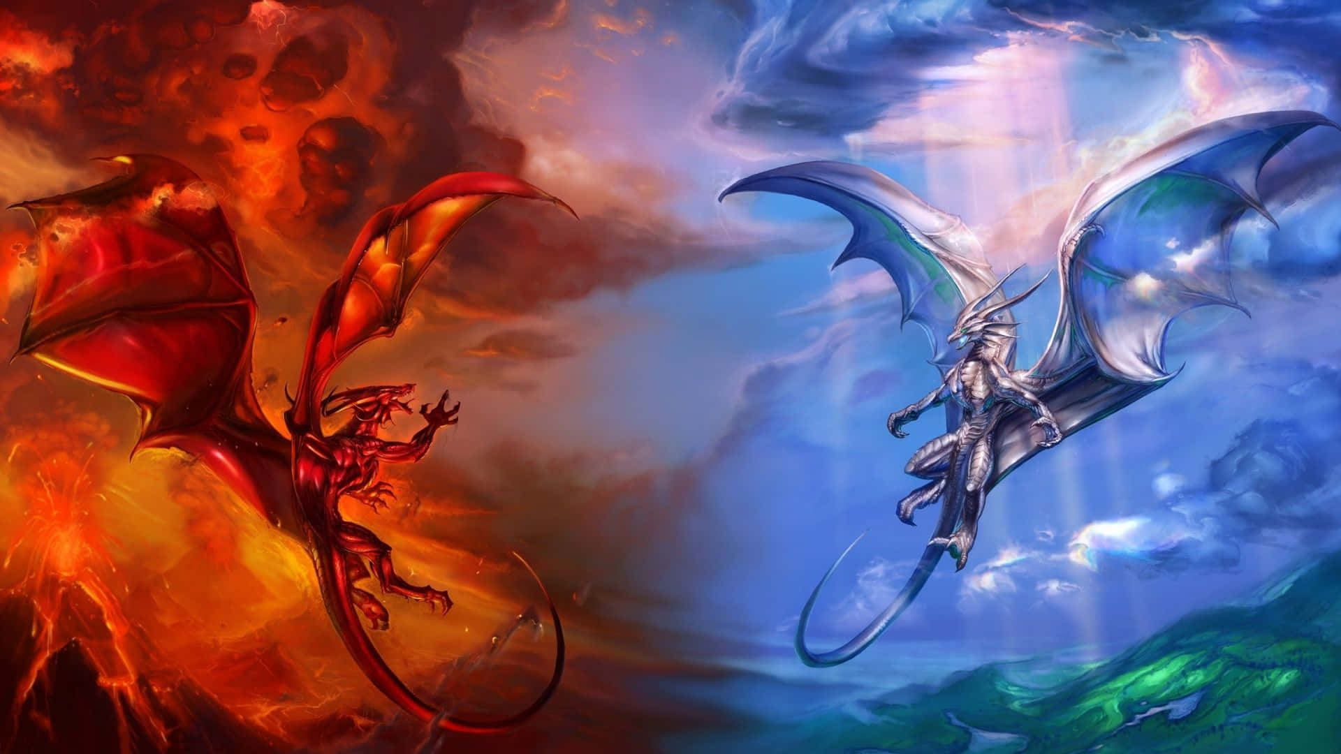 Download 1080p Fire And Ice Dragon Wallpaper 