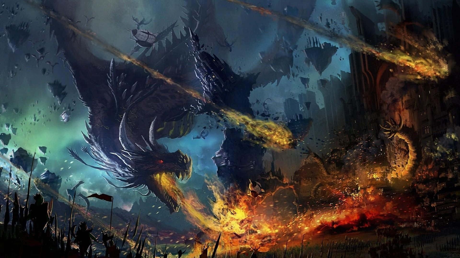 1080p Dragon Fantasy Spitting Fire Wallpaper