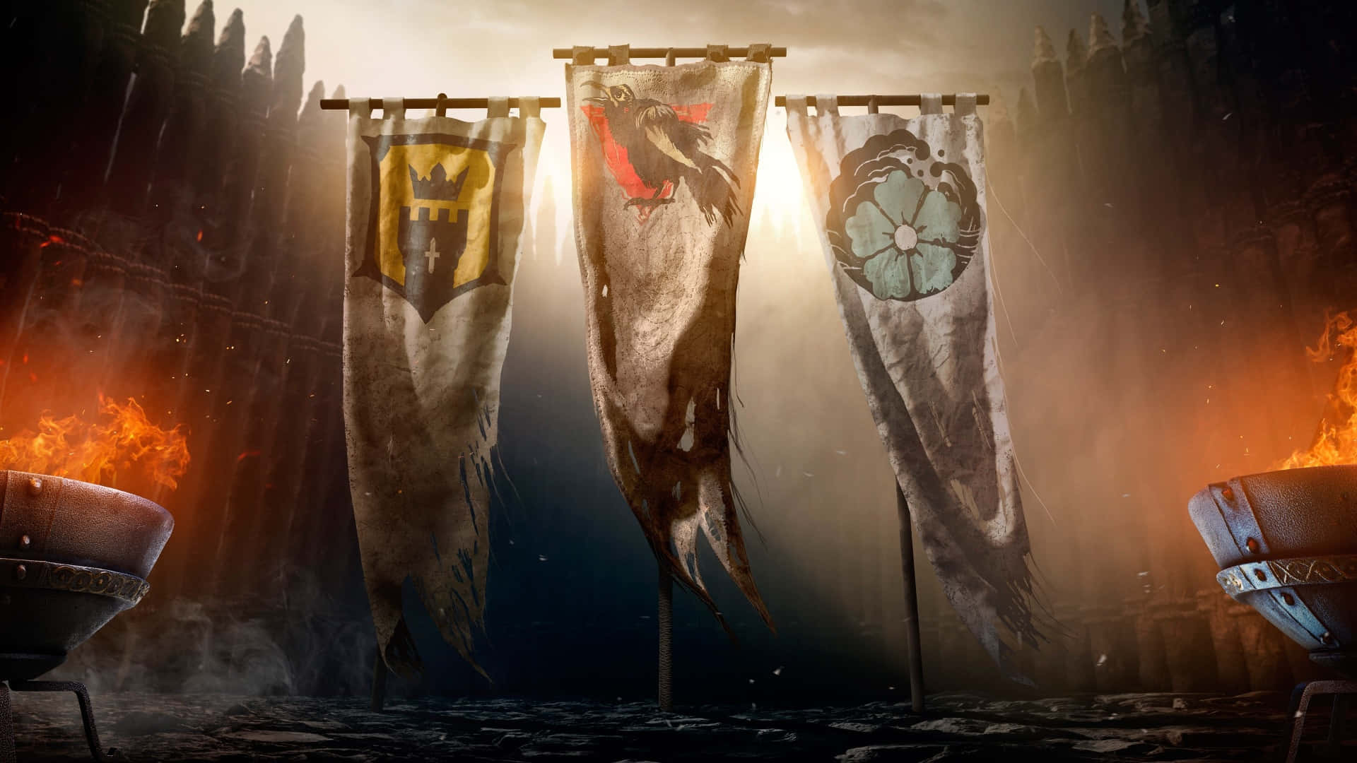 1080p For Honor Background Flags Of Three Various Factions