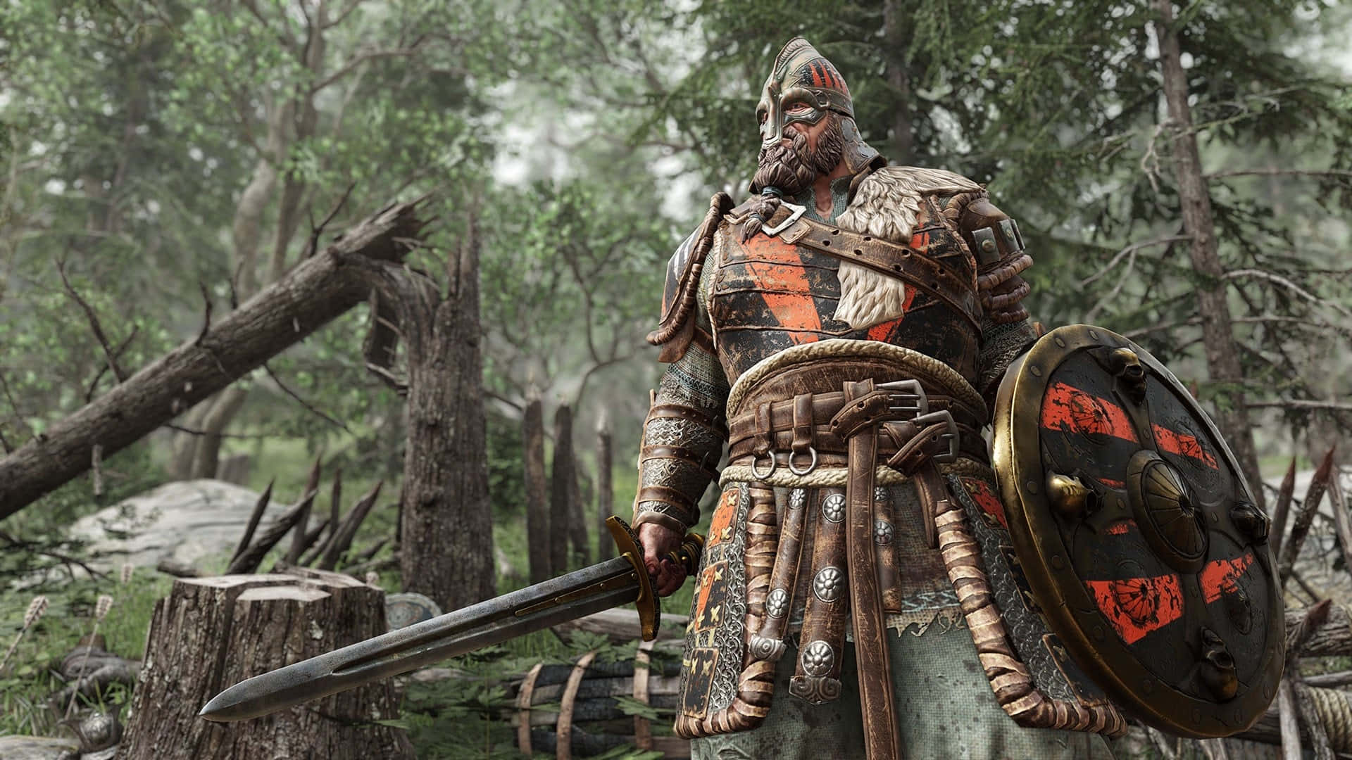 Fondode Pantalla De For Honor En Resolución 1080p Con Guerrero Vikingo, Espada Y Escudo.