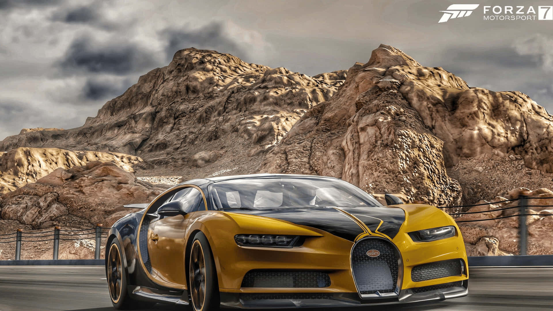 The Bugatti Chiron Is Driving Down A Road