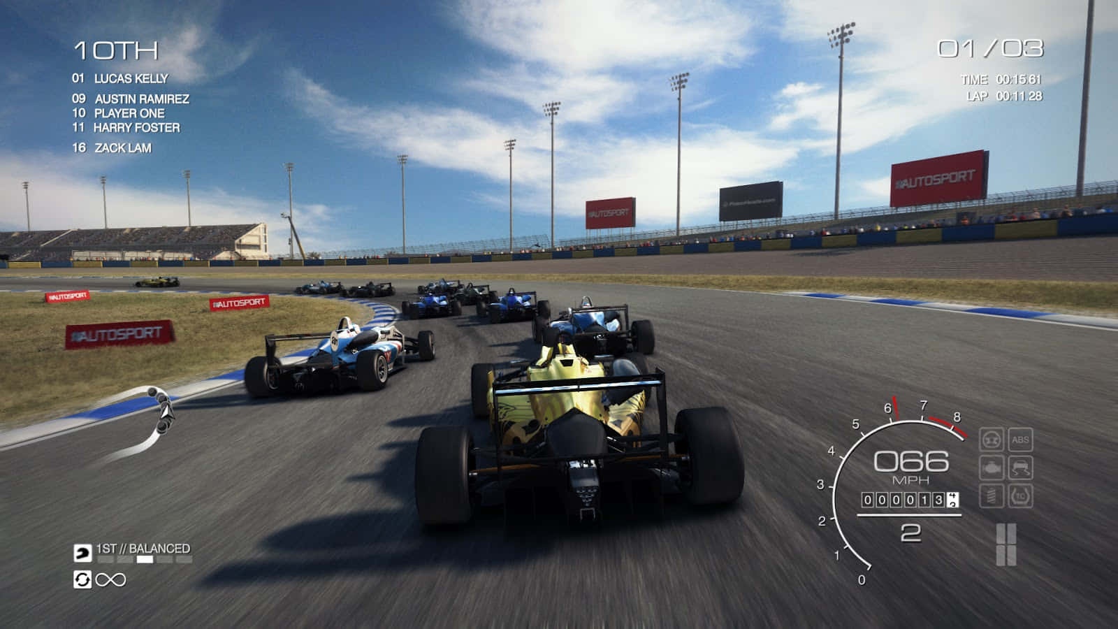 A Screenshot Of A Racing Game With Cars On A Track