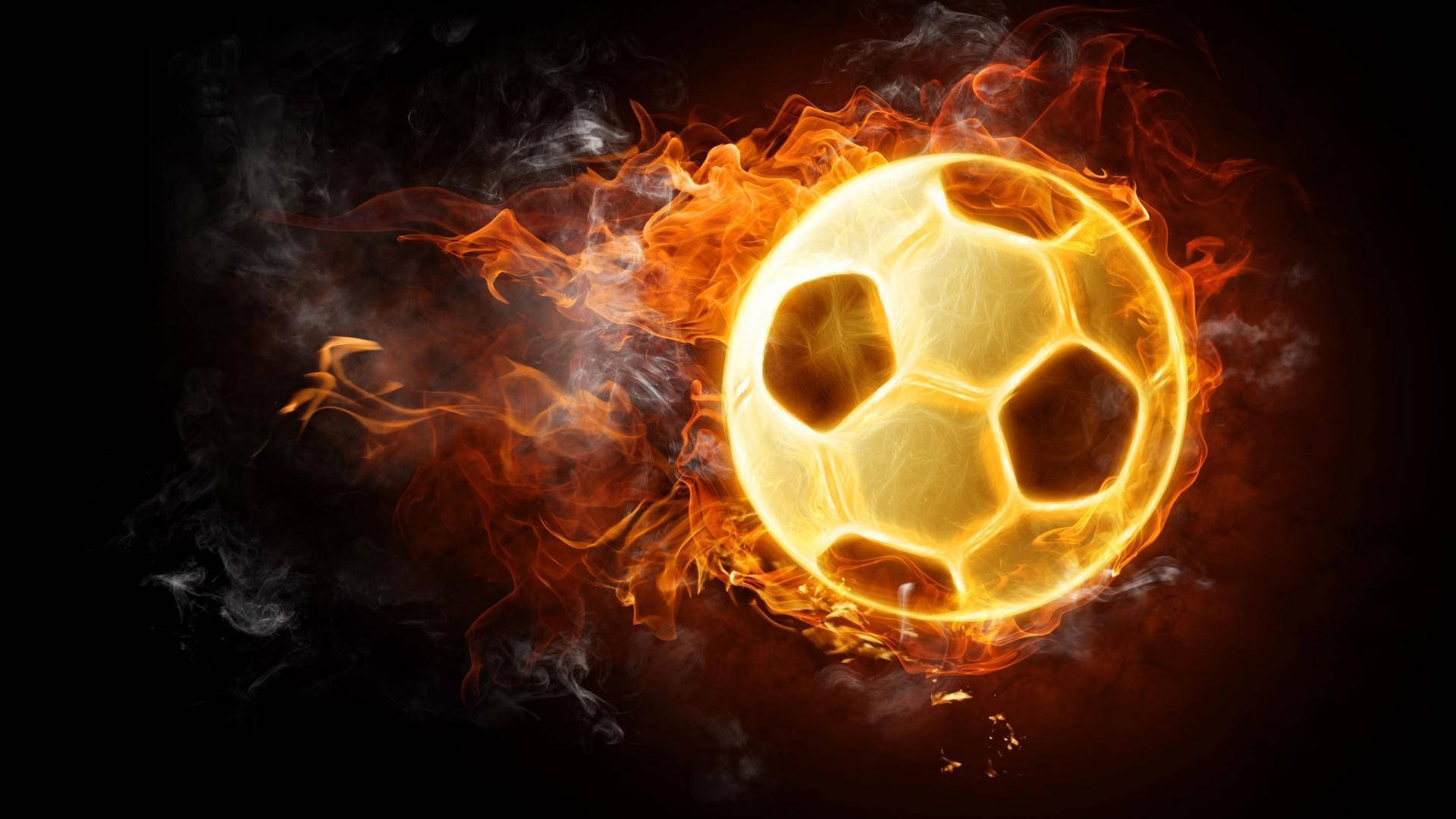 Pallone Da Calcio Fiammeggiante Hd 1080p Sfondo