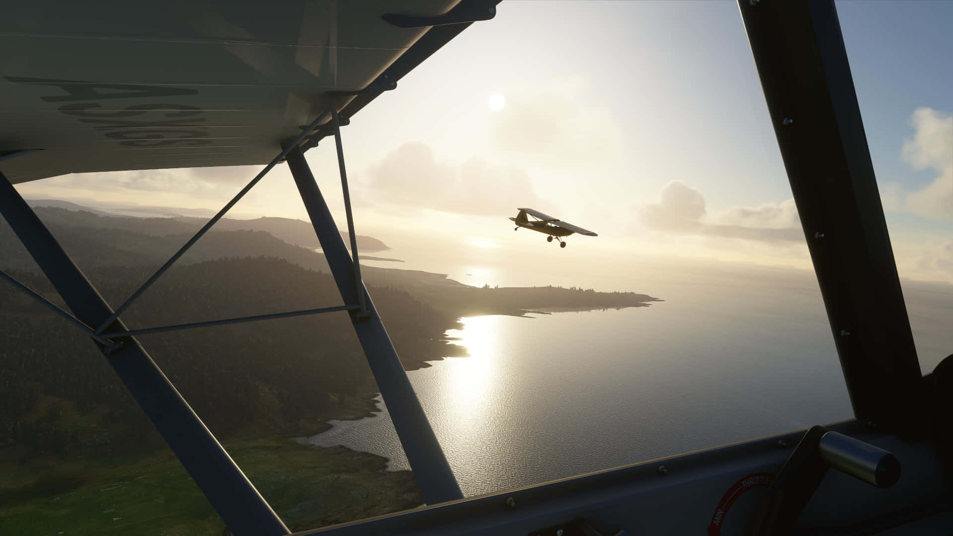 A Plane Flying Over The Ocean With A View Of The Ocean