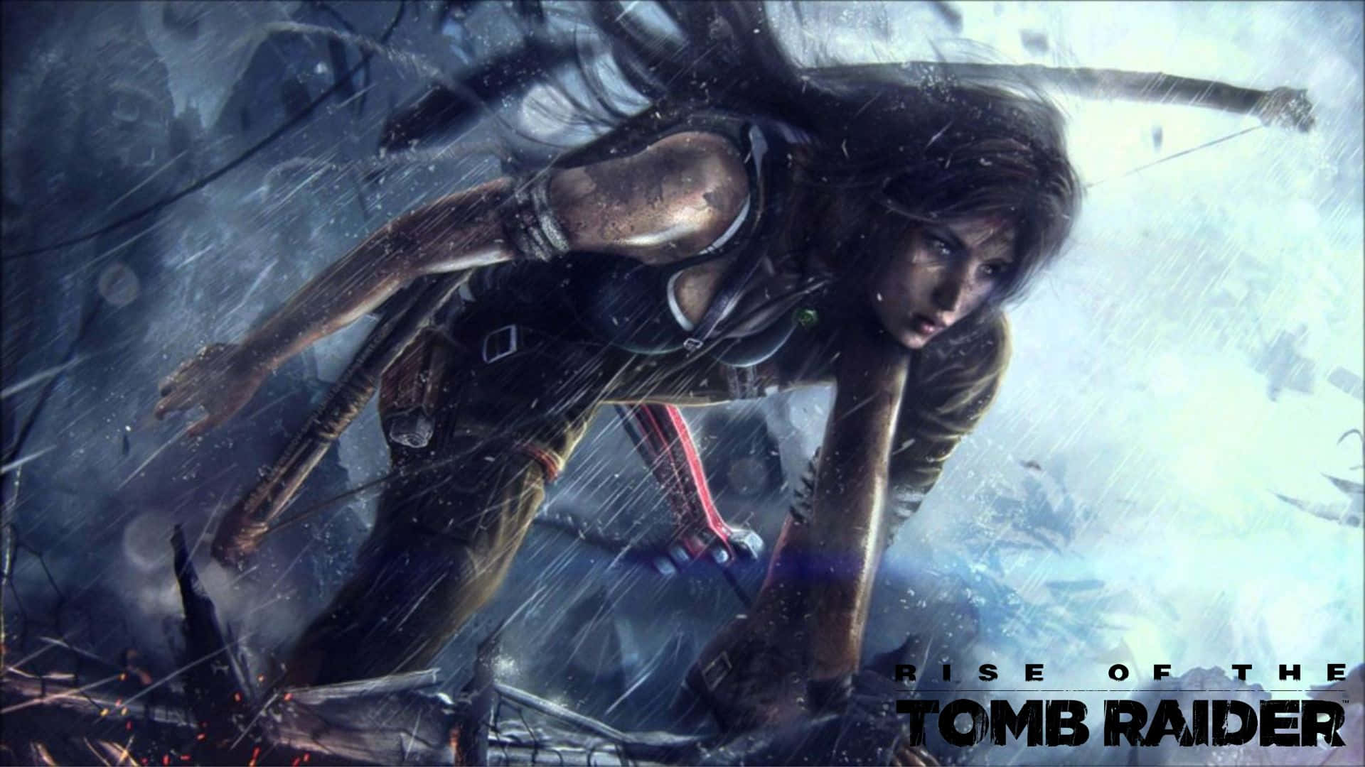 1080psfondo Di Rise Of The Tomb Raider Con Lara Croft In Ginocchio