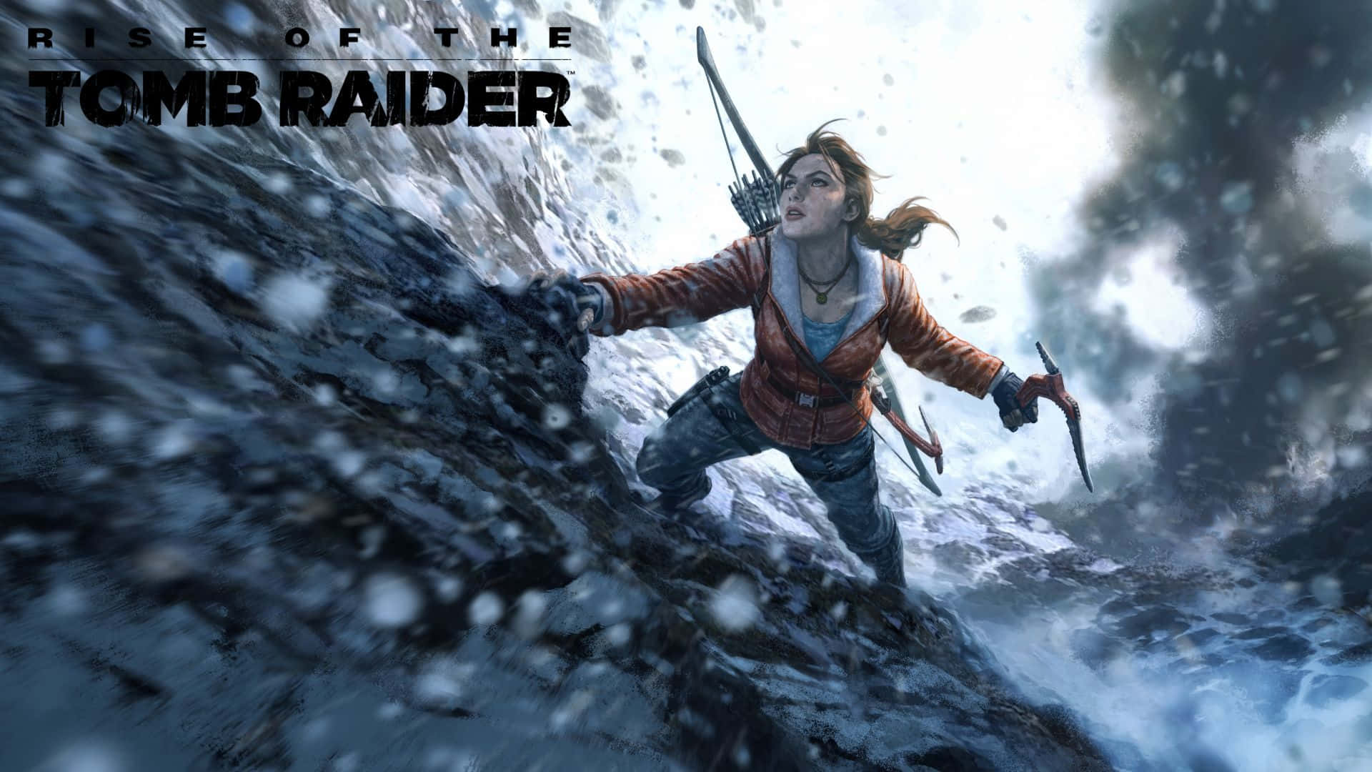Sfondodi Risoluzione 1080p Di Rise Of The Tomb Raider Con L'immagine Dell'arrampicata.